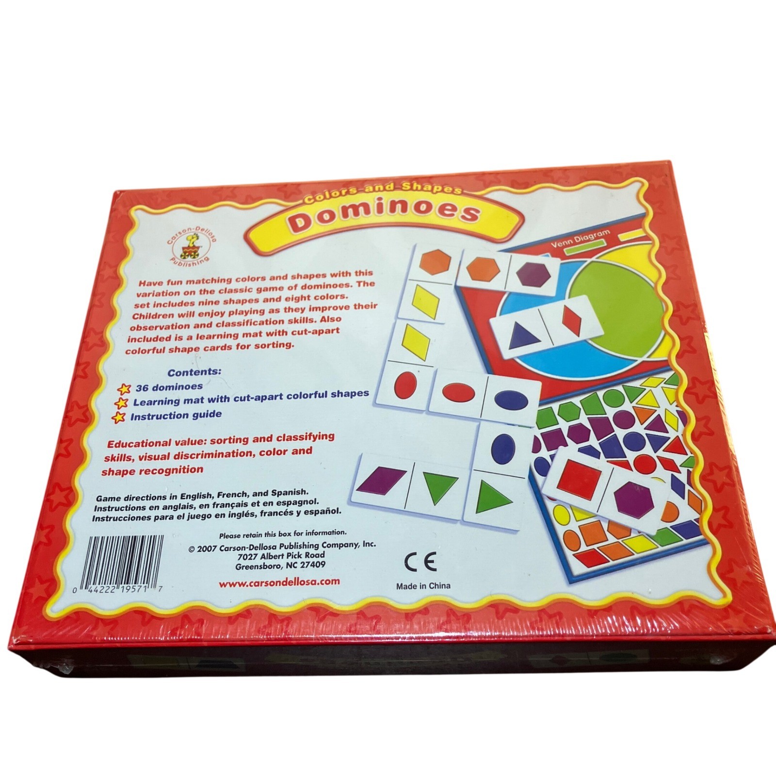 Carson Dellosa Colors and Shapes Dominoes Learning Game Ages 3 and up Cognitive