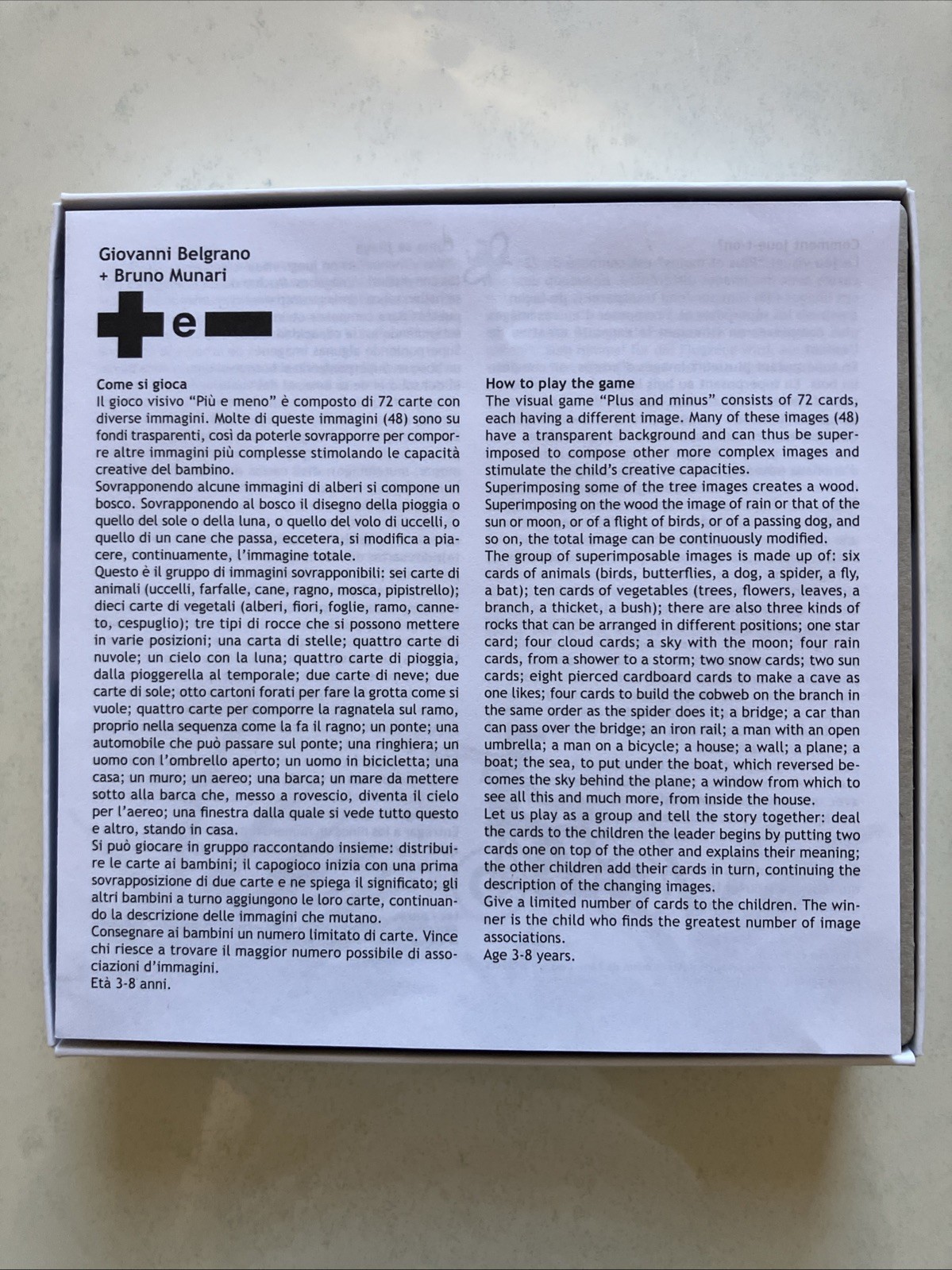 Bruno Munari MORE AND LESS – PLUS AND MINUS Corraini Italy 2008 Cards