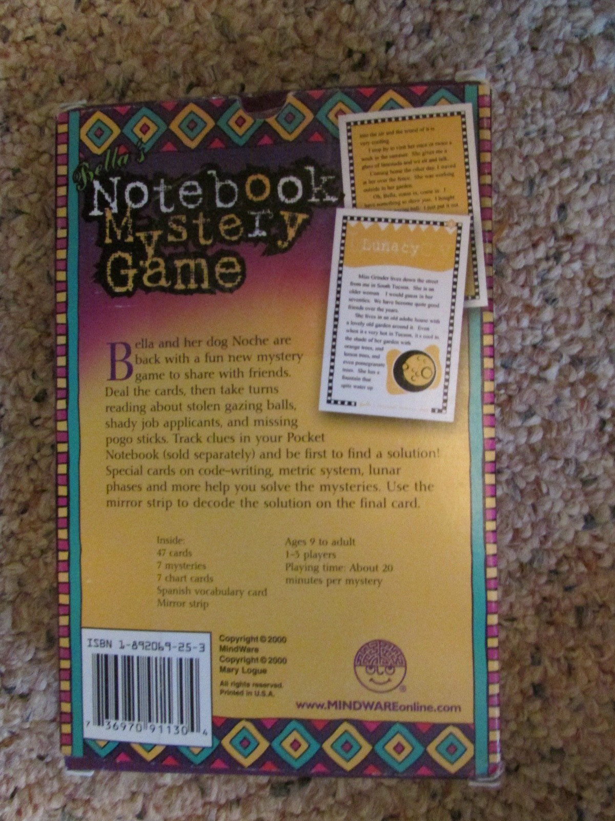 BELLA’S Notebook Mystery Card Game 7 Mysteries Mindware