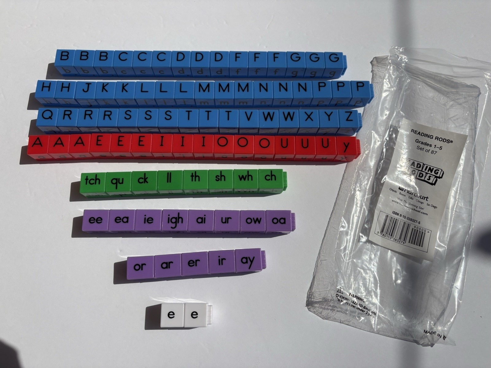 87 Pc Phonics Word Building Interlocking Cubes Vowel Consonant Blend Block Read