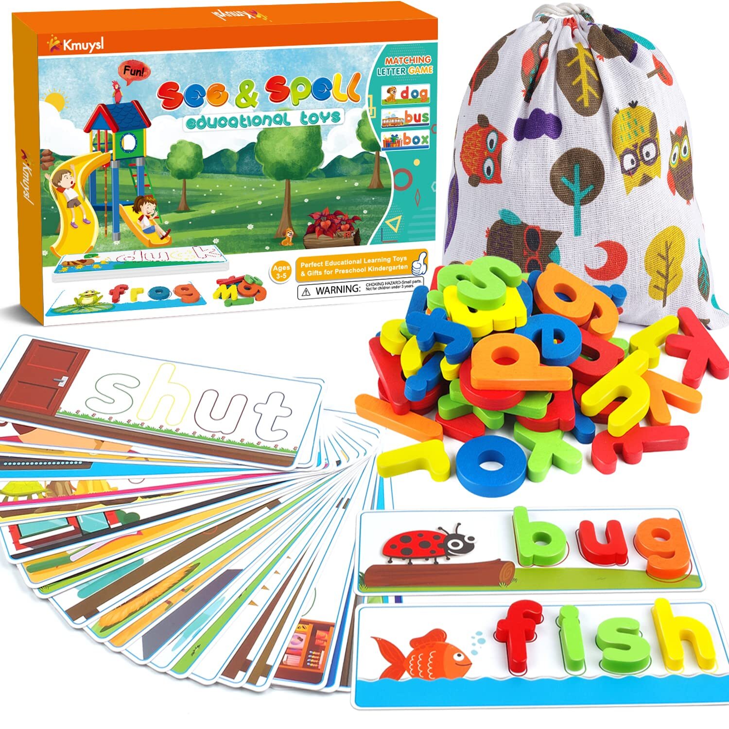 Educational Learning Toys CVC Word Builders with Alphabet Cards Gifts for Kids
