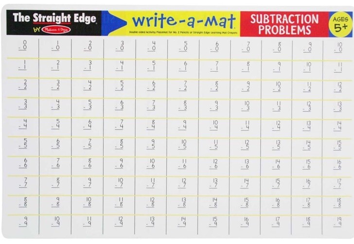 Melissa & Doug Learning Subtraction Problems Straight Edge Mat Placemat