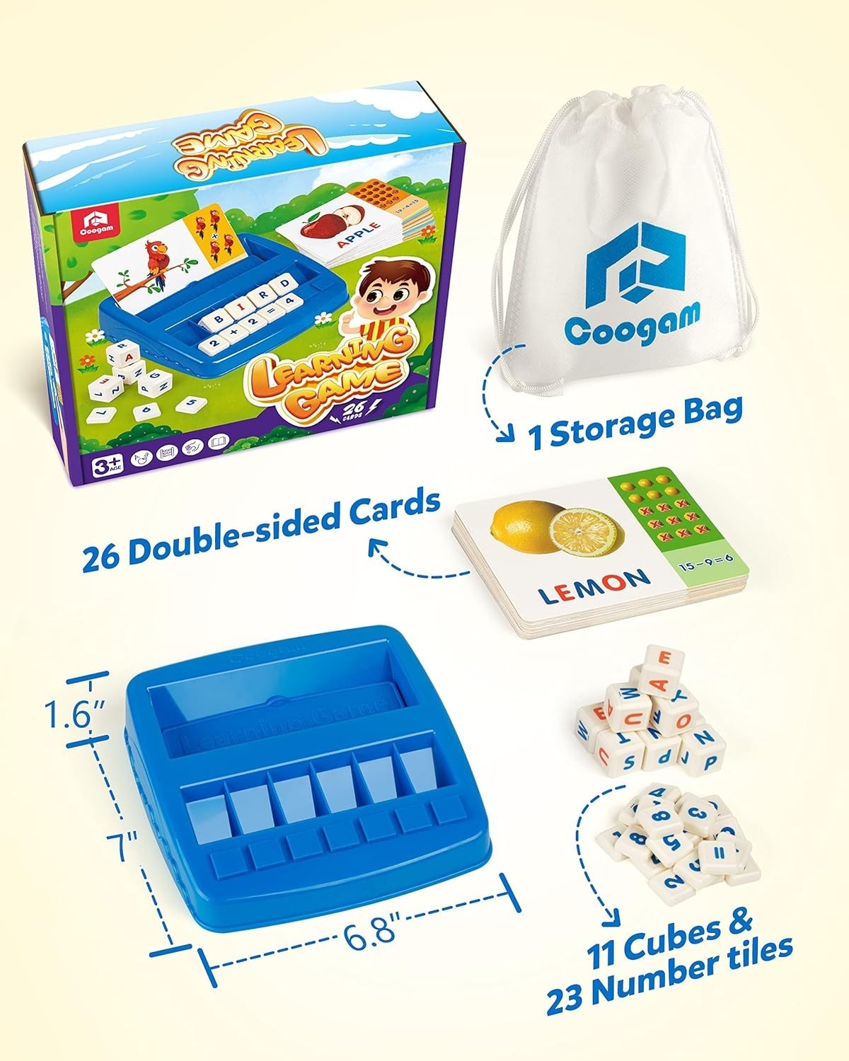 Alphabet & Math Matching Game: Fun Letter Dice and Flash Cards for Toddlers