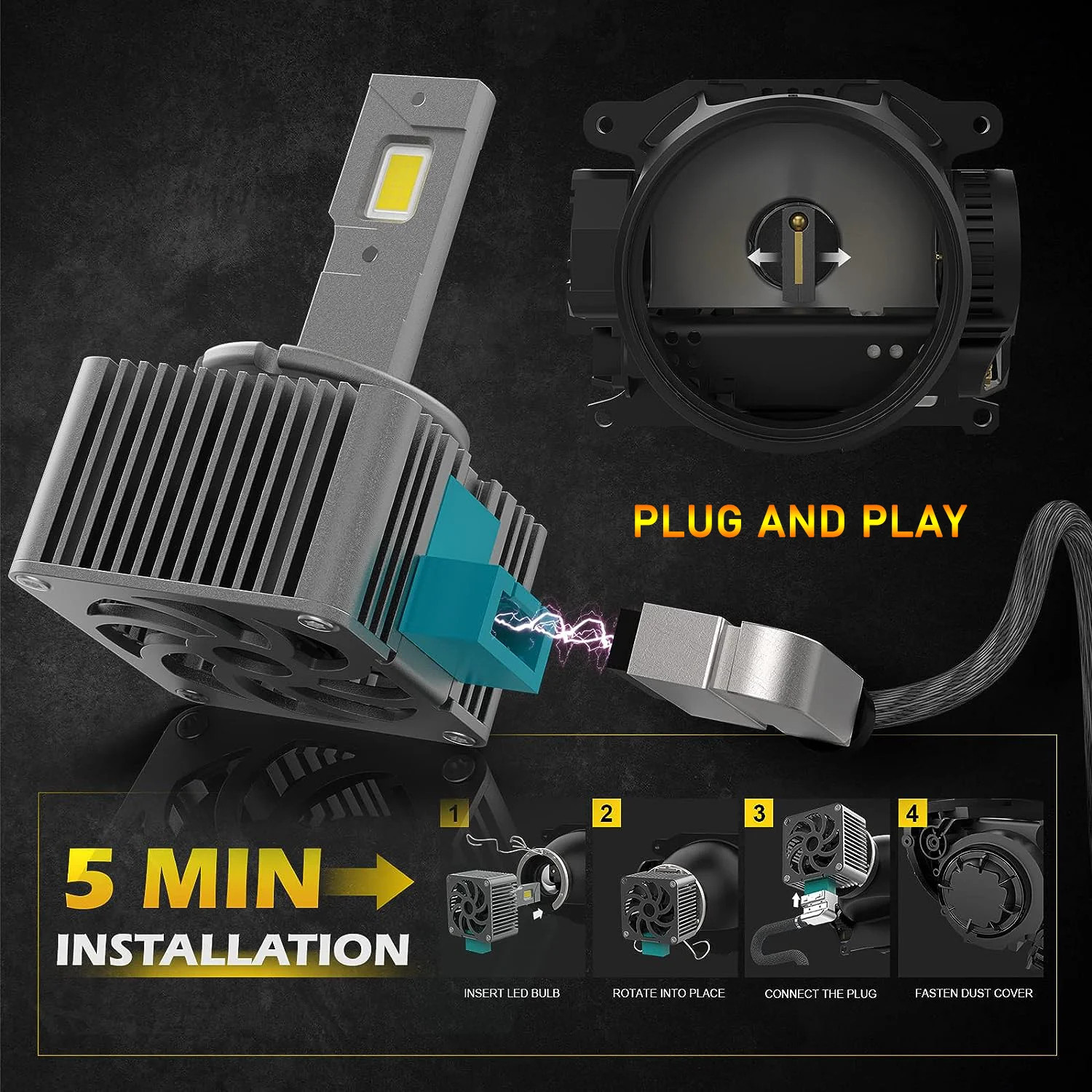 LED Car Headlight Bulbs Series D – D1S D2S D3S D4S D5S D8S, 12000LM 6000