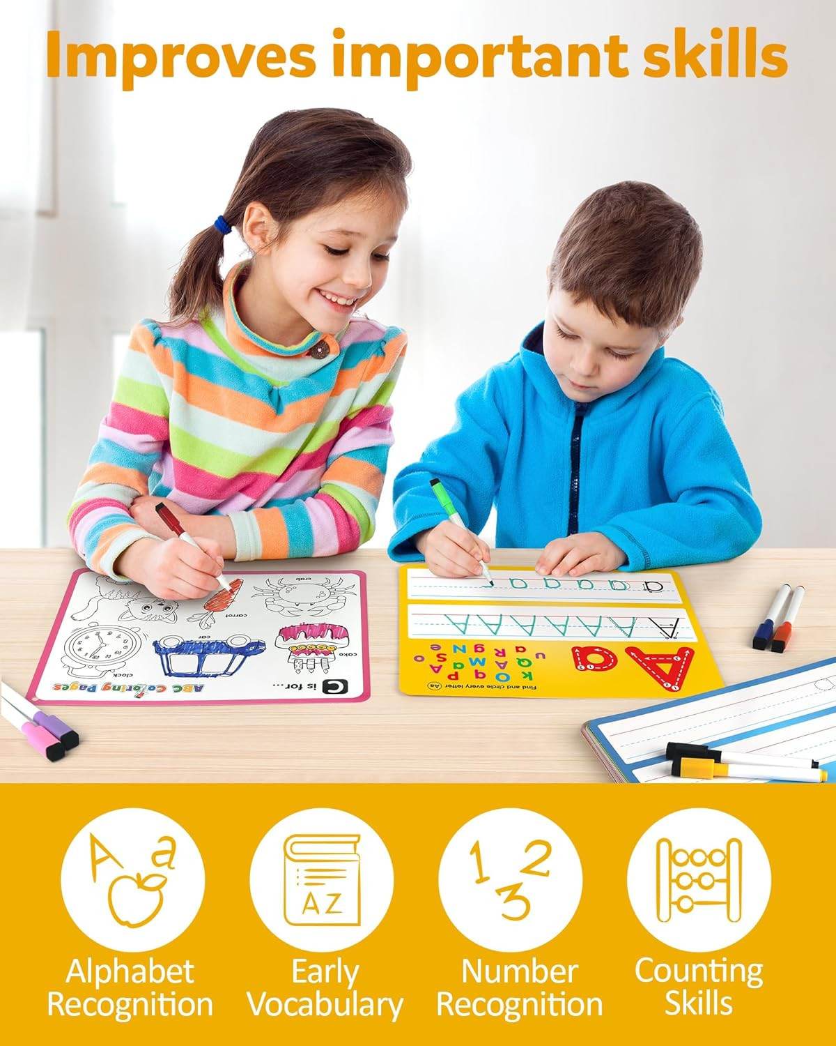 Handwriting Drawing Practice Cards, 36Pcs Alphabet Number Painting Coloring with