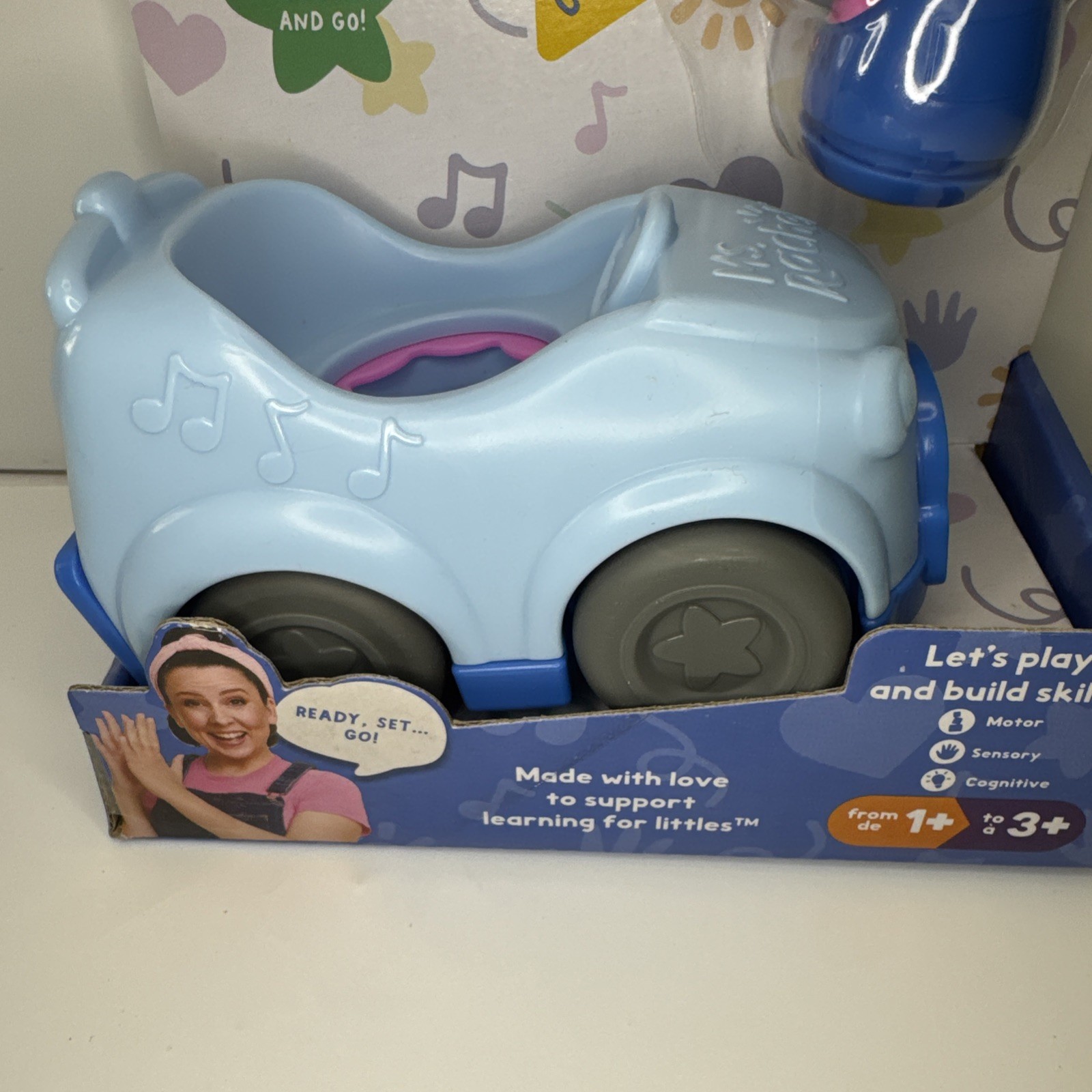 Ms. Rachel 1-2-3 Roll! Vehicle with Click-in Figure Pull Back &Go Learn & Grow