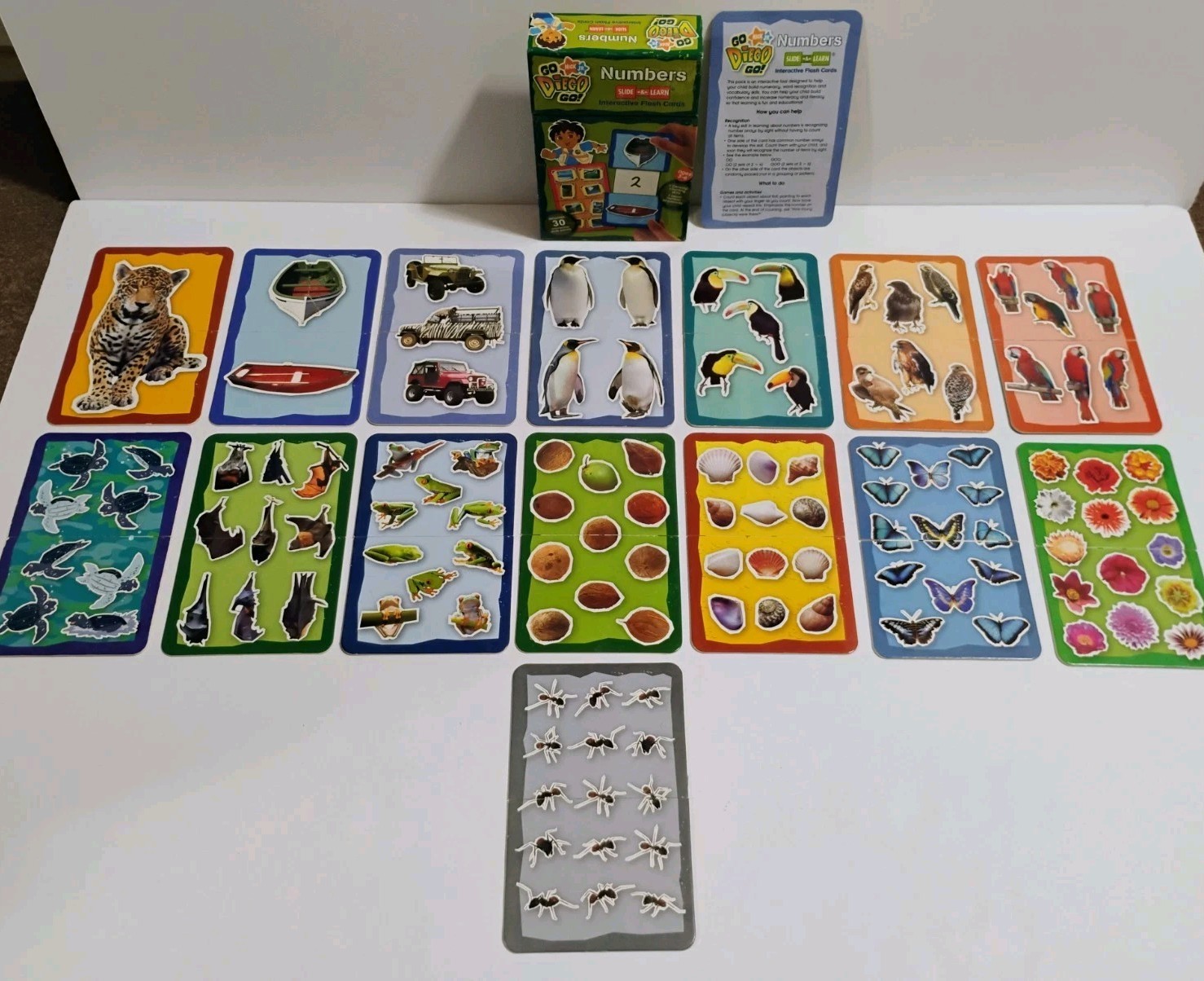 Vintage 2007 Go Diego Go Numbers Slide & Learn Interactive Flash Cards COMPLETE