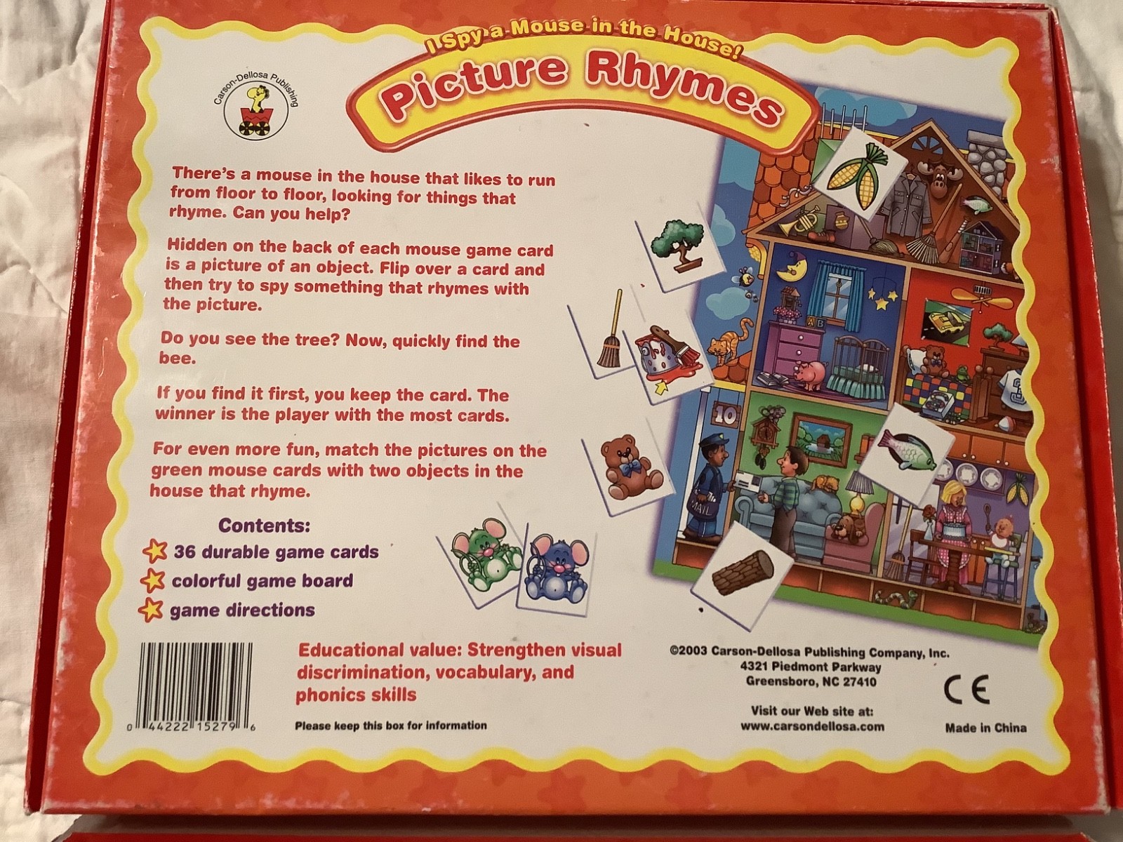 Vintage 2003 Board Games Picture Rhymes Educational I Spy A Mouse In The House