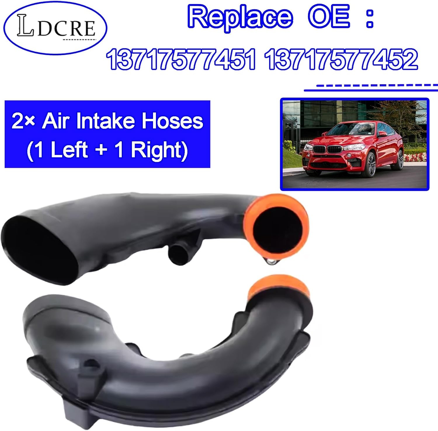 2PCS Air Intake Hose Left & Right 13717577451 13717577452 Compatible with BMW X5