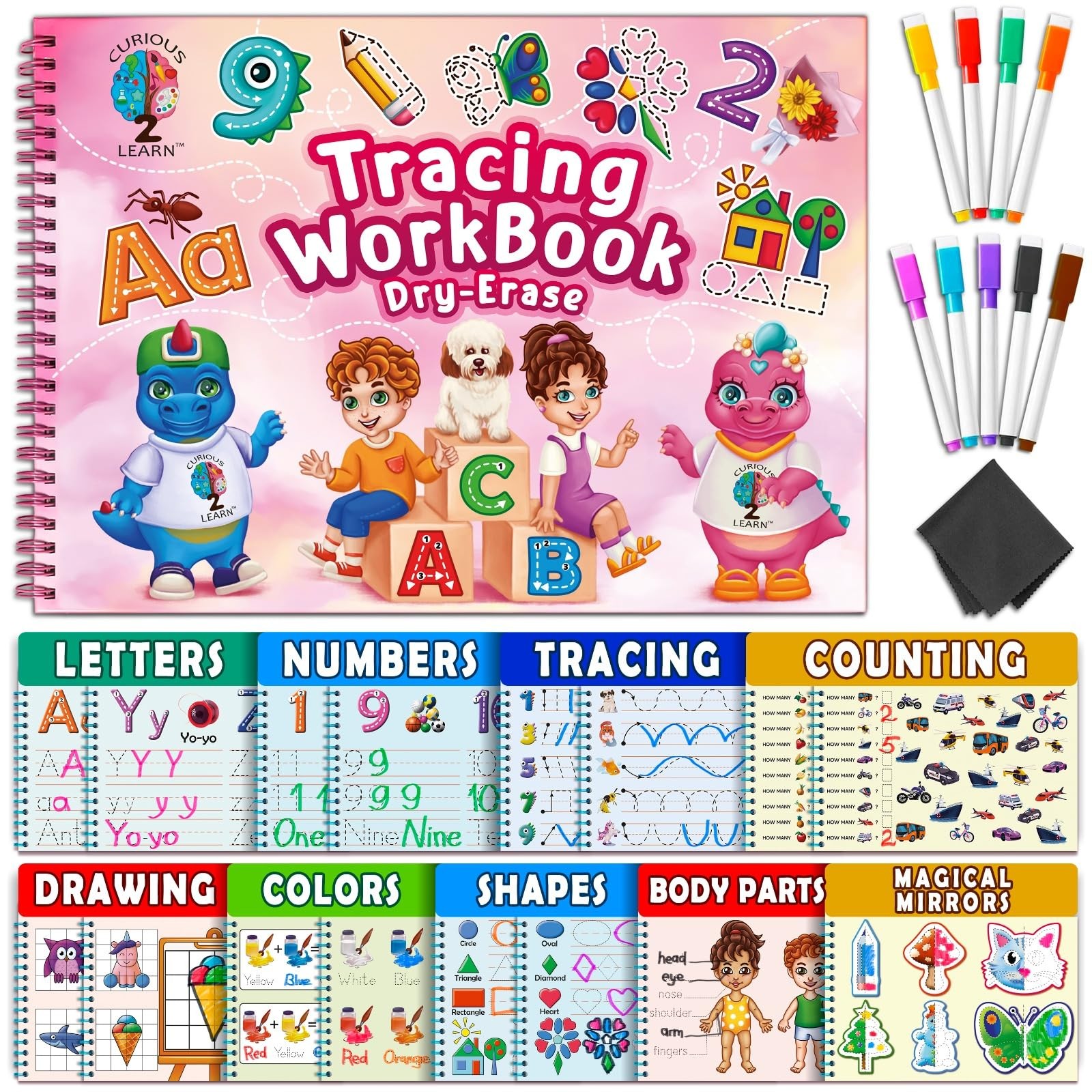 Hardcover Preschool Activity Workbook for Kids Ages 3–5 – 32 Montessori Learn…