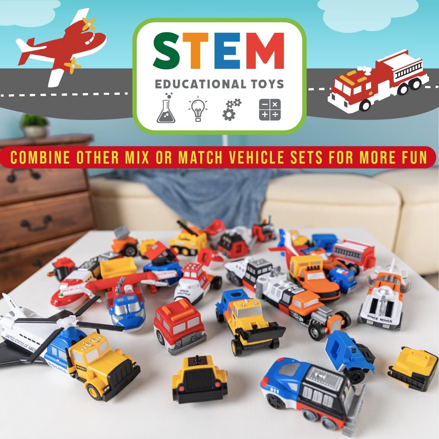 POPULAR PLAYTHINGS Magnetic Mix or Match Vehicles, Fire & Rescue – Free Shipping
