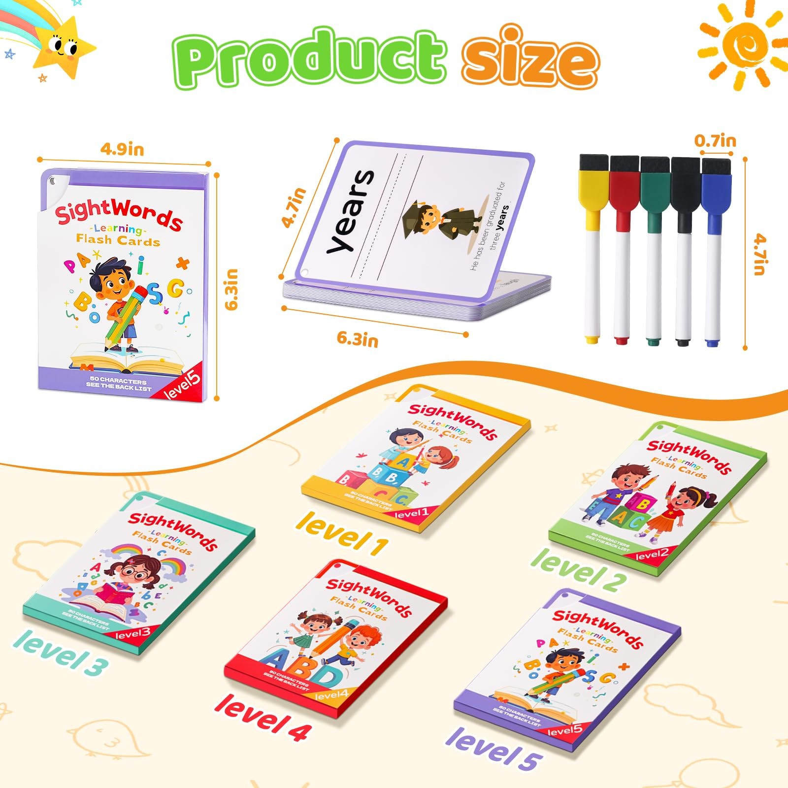 Big Size Sight Words Flash Cards Kindergarten, 250 Dolch Sight Words Game wit…