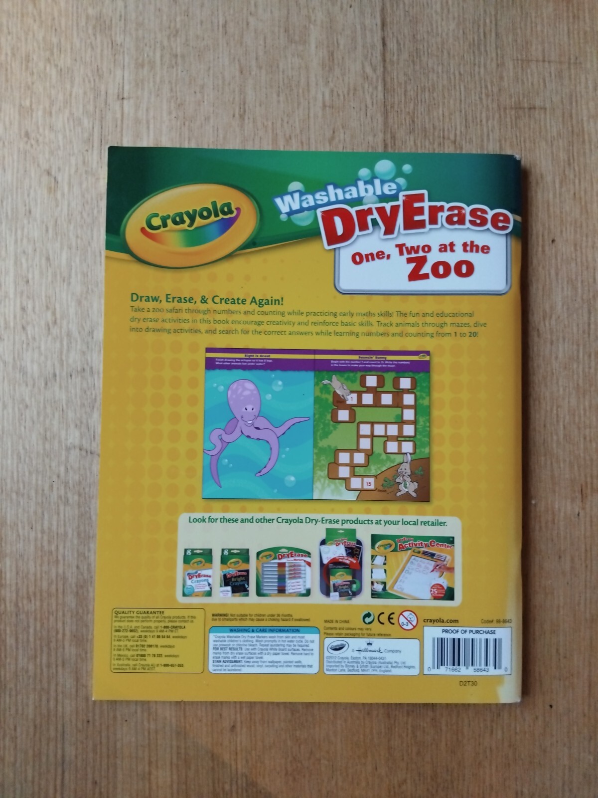CRAYOLA Dry Erase One, Two at the Zoo Learning Activity Book 30 pages