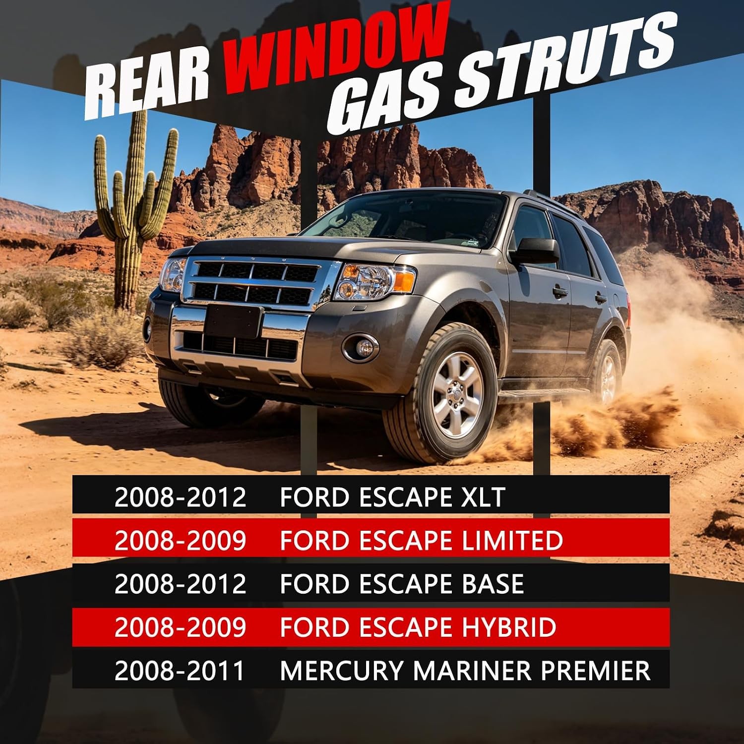Vepagoo 6260 Rear Glass Window Struts Compatible with 2008-2012 Ford Escape, For