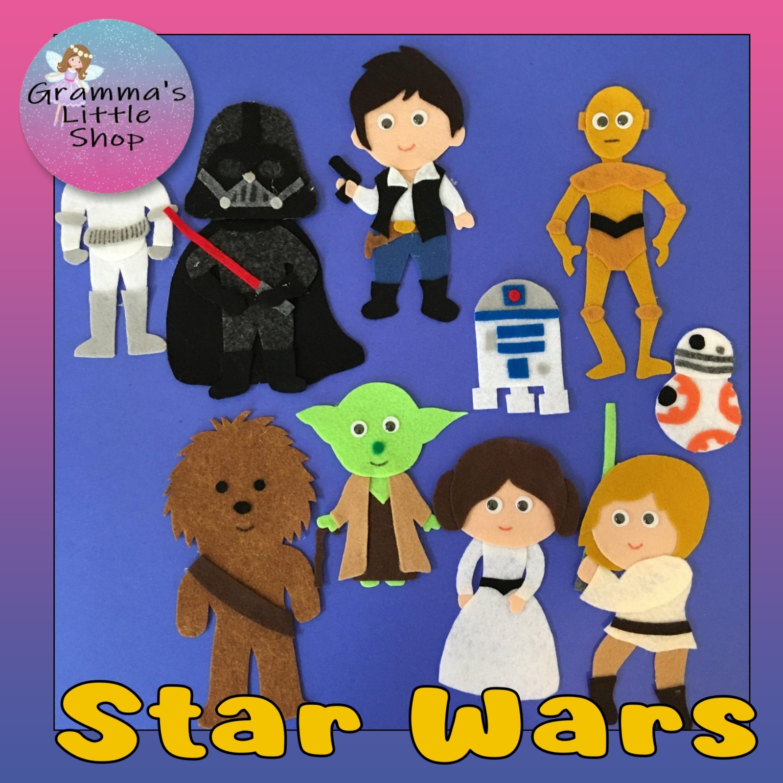 Star Wars Handcrafted Felt Characters for Felt or Flannel Board Play