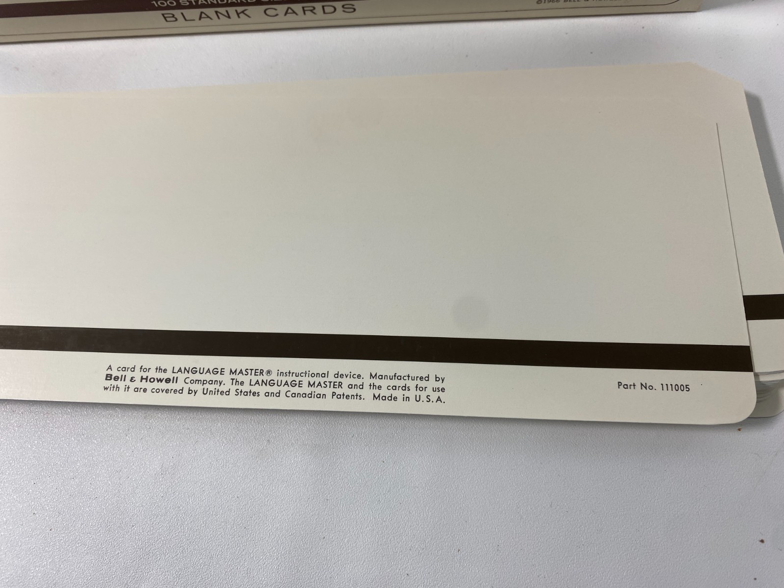 100 Bell & Howell Language Master Magnetic Strip Blank Cards 3-7/16″ x 9″ NOS