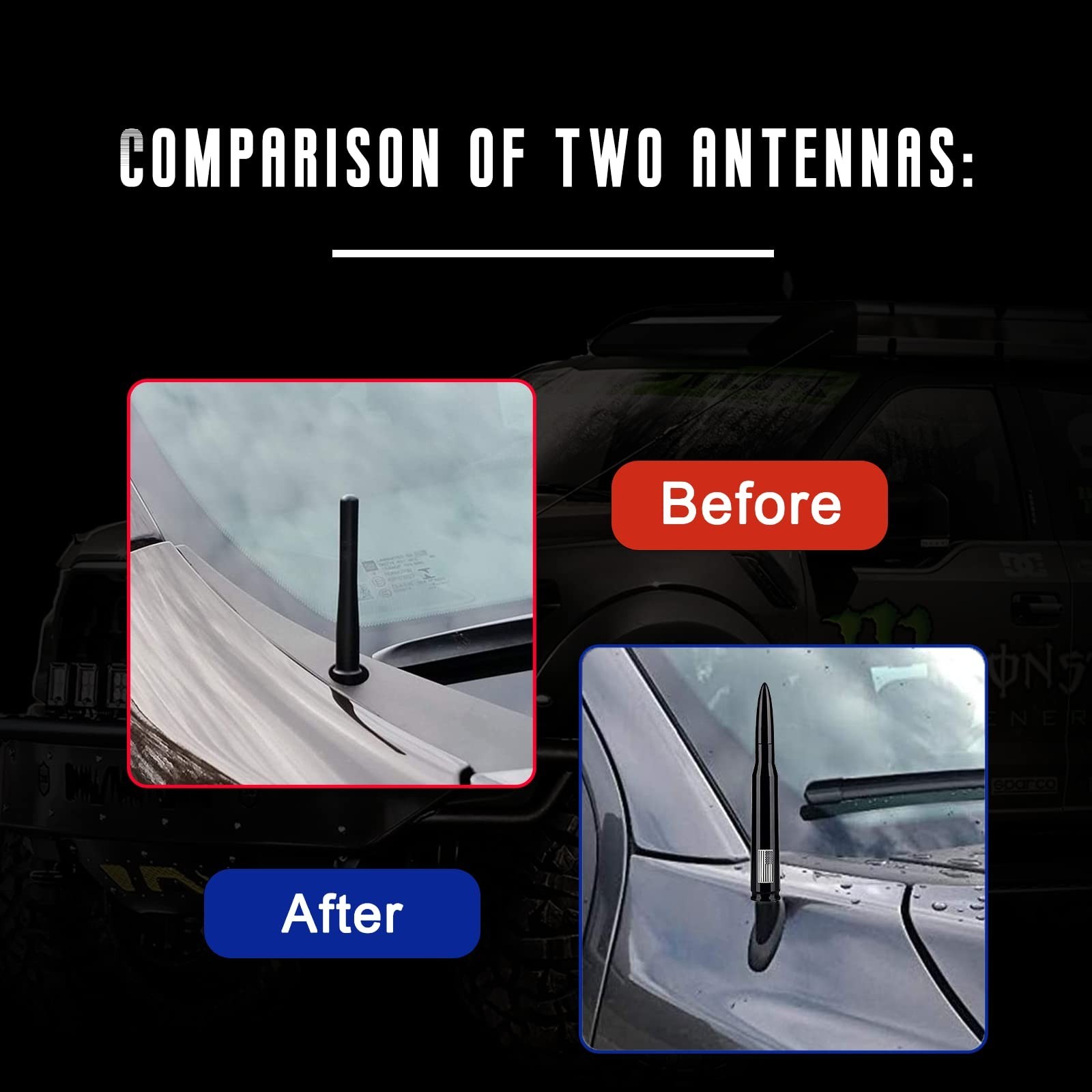 American Flag Car Truck Antenna with Valve Stem Caps, Universal Mast for GM C…