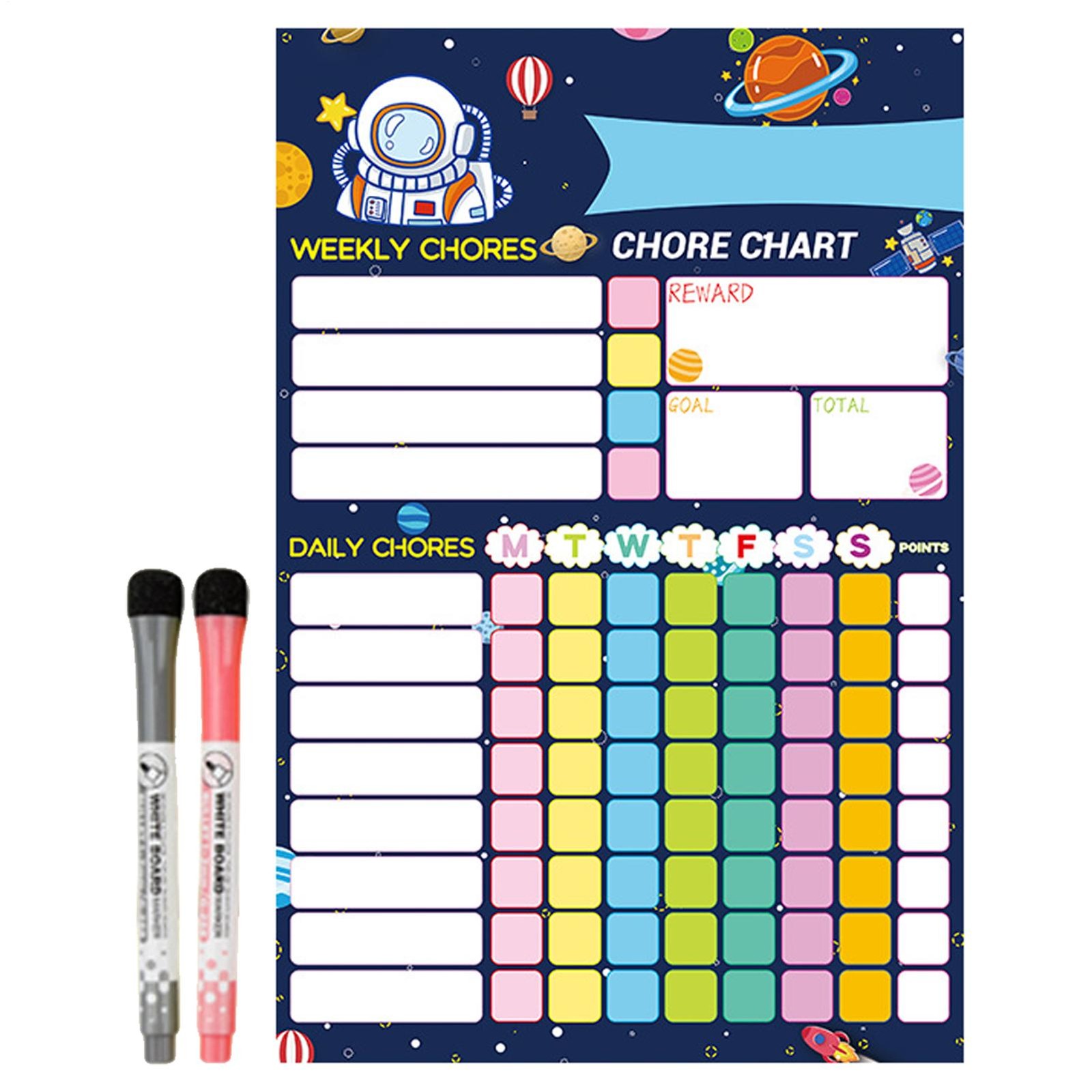 Magnetic Chore Chart Weekly Visual Schedule for Kids Dry Erase Behavior Charts