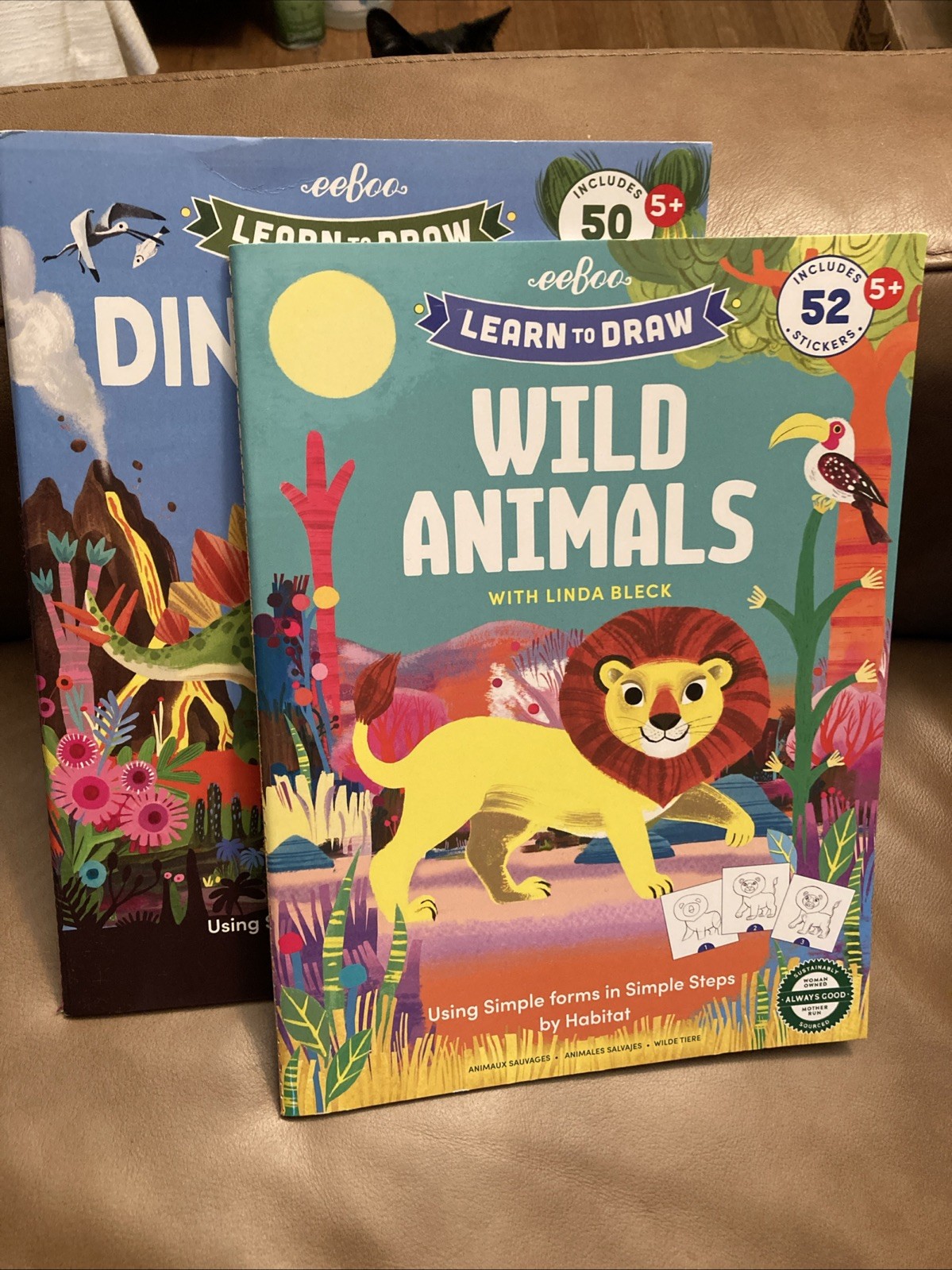 Eeboo, 2 – Learn To Draw Activity Books, Wild Animals & Dinosaurs