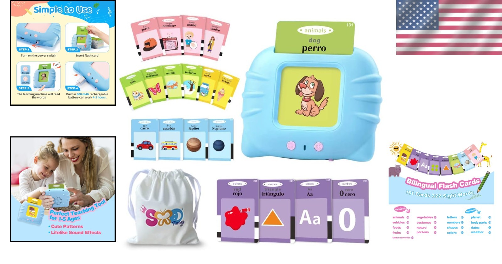 Educational Toy for Kids 2+ – Bilingual Flashcards