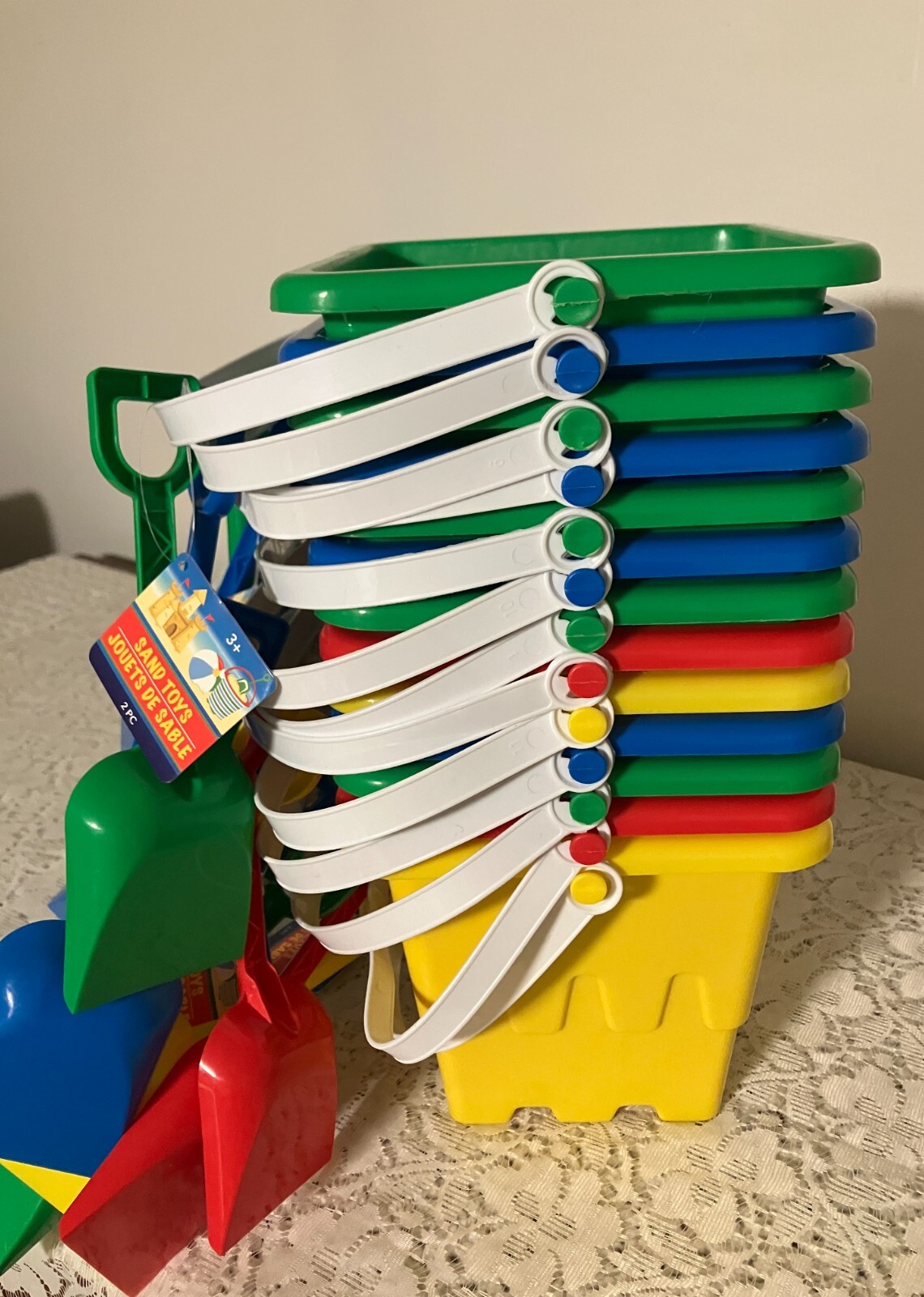 Lot of 13 pc. Plastic Sand Buckets & Shovels Ages 3+ 6″x6″ New W/ Tags