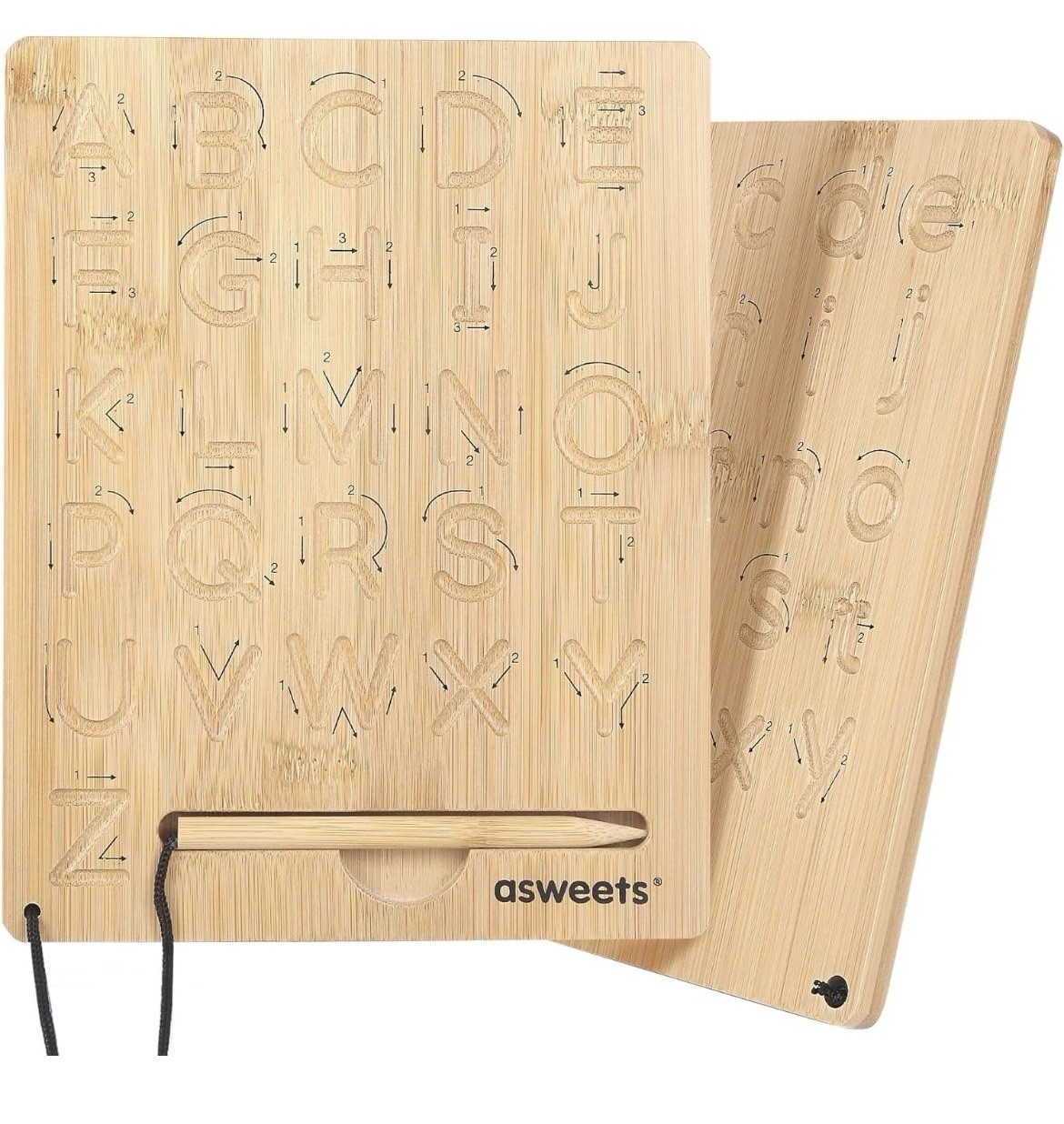 Asweets Montessori Wooden Alphabet Tracing Board Upper/Lower Case Homeschool
