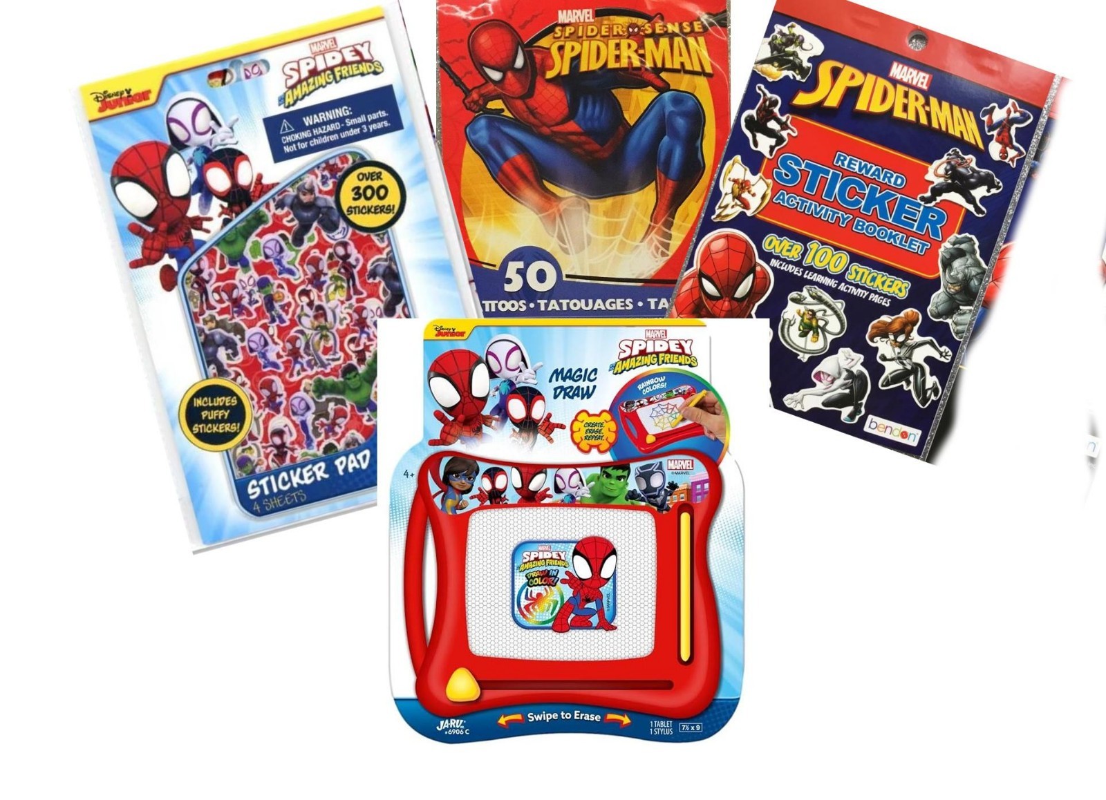 Marvel Spider-Man & Spidey Kids Activity Bundle – Stickers , Tattoos, Magic Draw