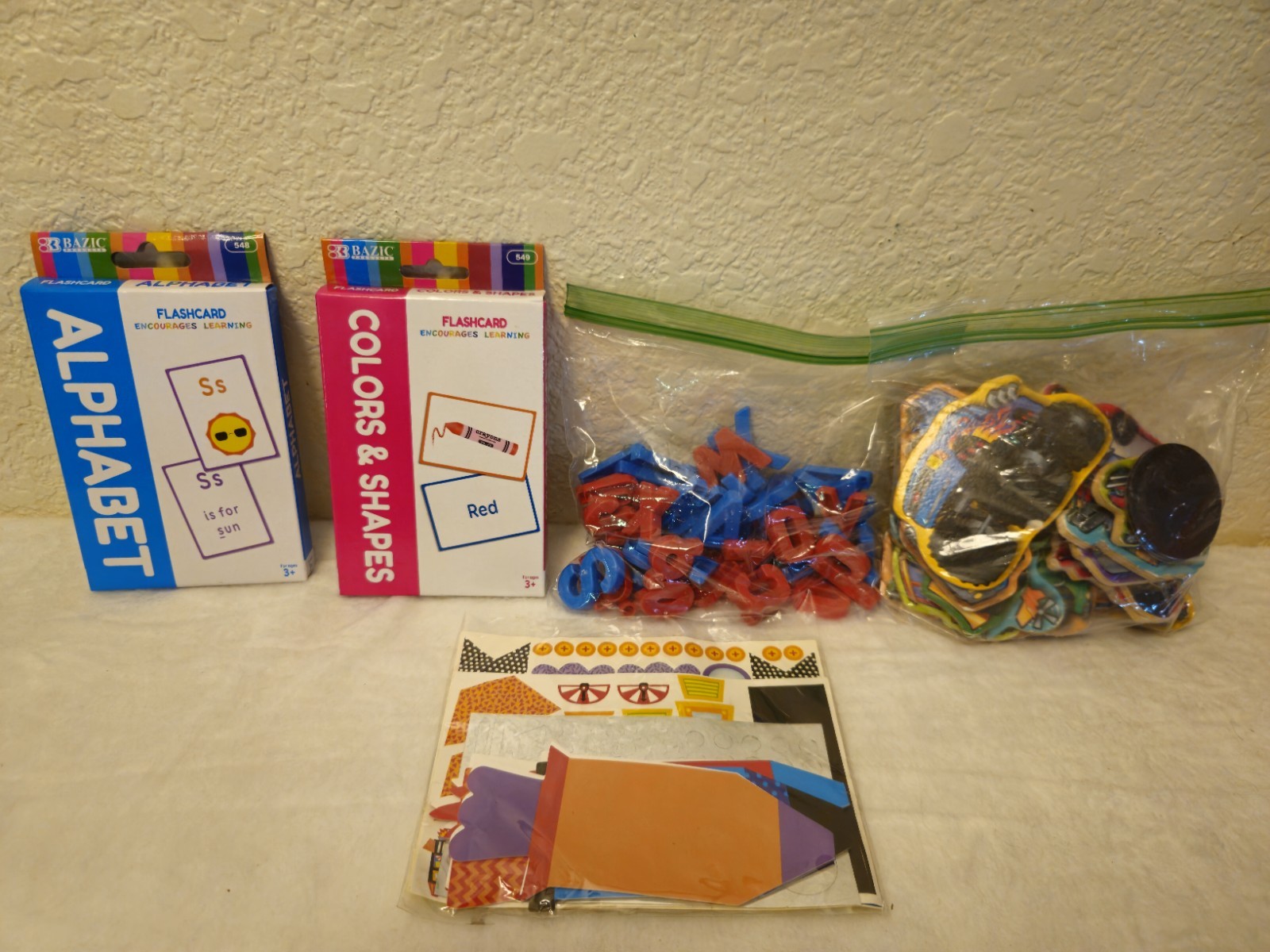 Educational Alphabet, Colors & Shapes Flashcards/Letter Magnets/Stickers Lot