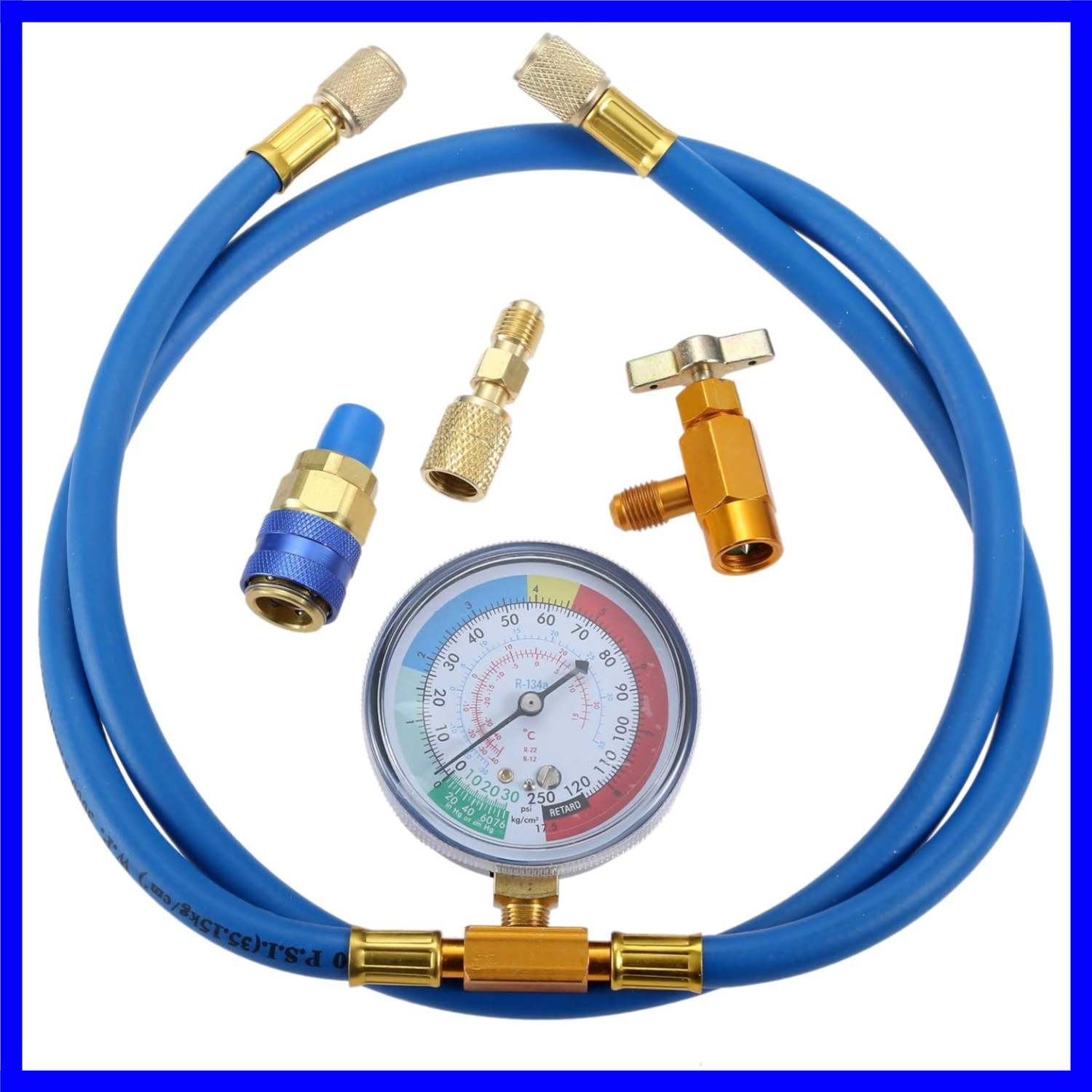 R134A Recharge Hose Kit with Gauge, 59” AC Refrigerant Recharging Hose with …