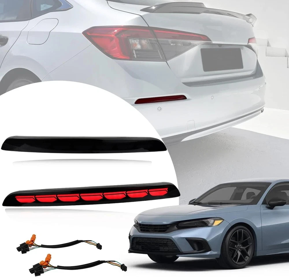 Red Housing Full LED Rear Reflector Fog Bumper DRL Kit for Honda Civic 11th 2…