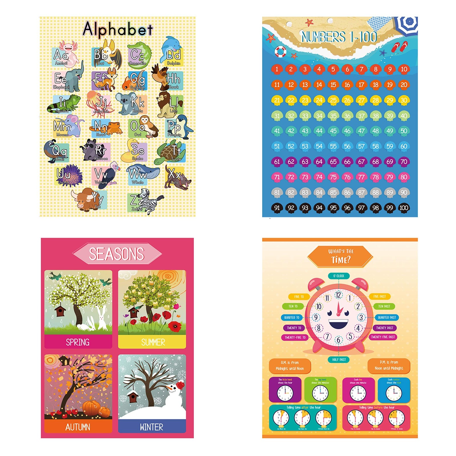 Youngever 13 Pack Laminated Educational Preschool Posters for Toddlers and Ki…