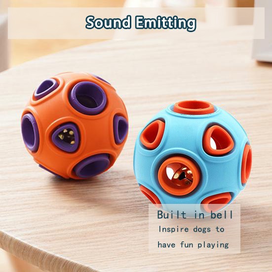 Dog Rubber Ball With Bell Sound, 2-Pack, Interactive Pet Chew Toy For Puppies An