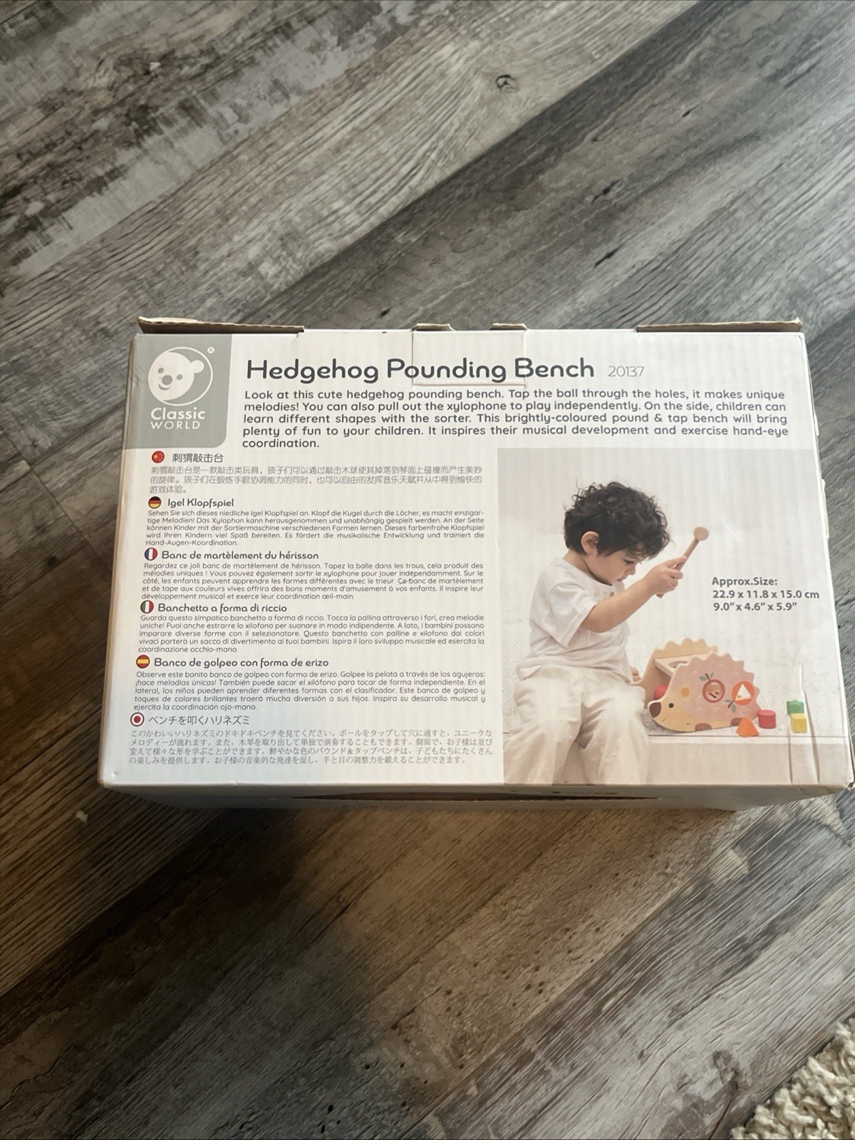 Classic World Hedgehog Wooden Pounding Bench Educational Musical Toy for 10 Mo