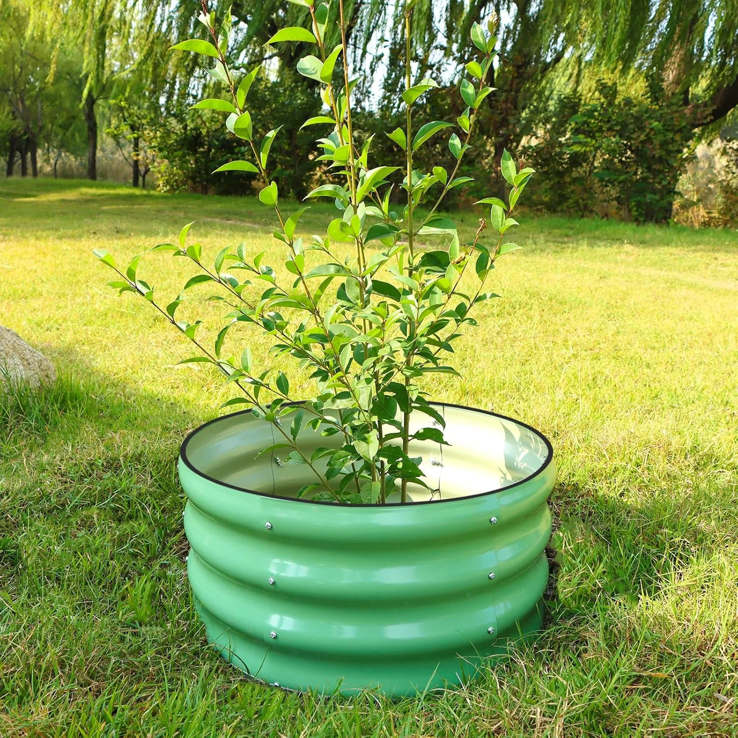 SnugNiture 2x2x1ft Round Galvanized Raised Garden Bed Kit Outdoor, Metal Planter