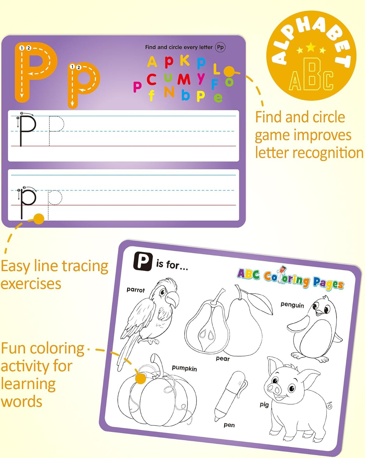 Handwriting Drawing Practice Cards, 36Pcs Alphabet Number Painting Coloring with