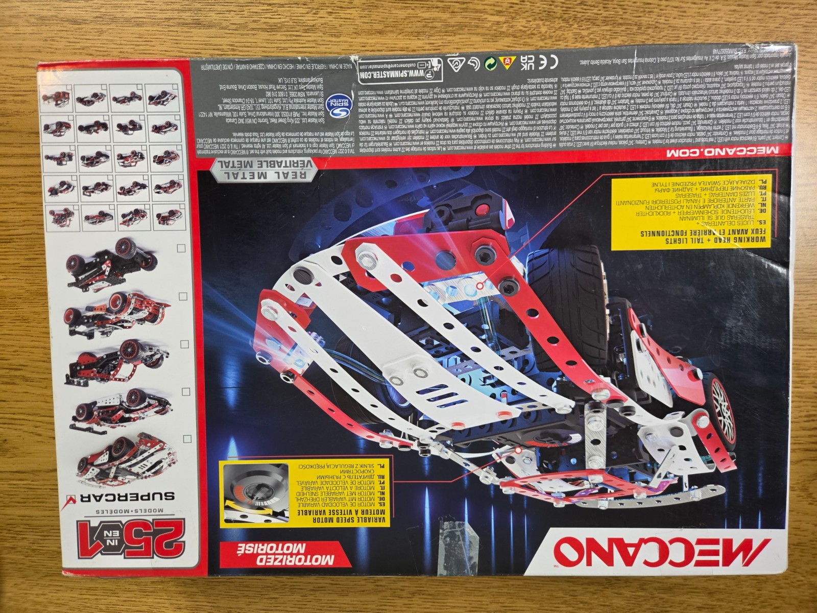 Meccano Supercar 25-in-1 Model 2102 Motorized Vehicle Building Kit 347 Part