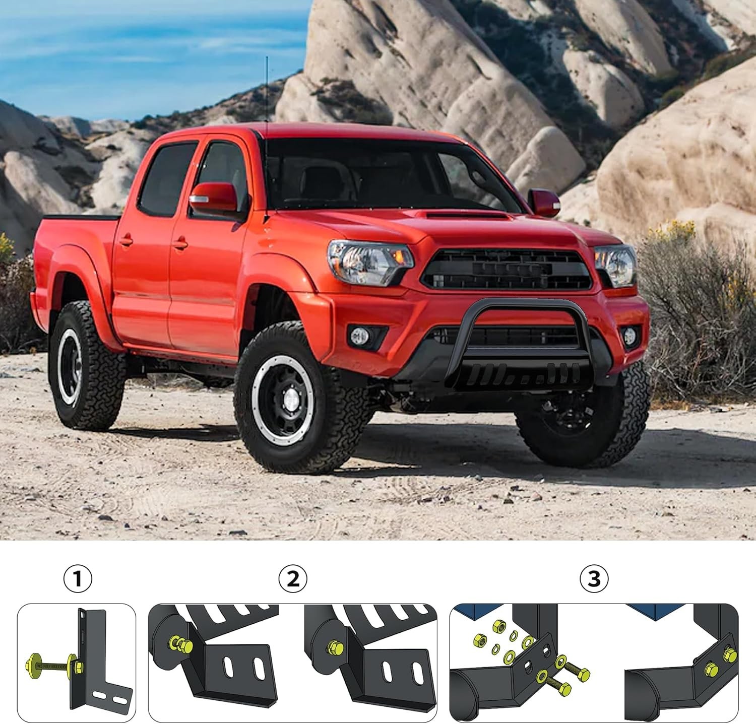 Bull Bar Compatible with 2005-2015 Toyota Tacoma, 3″ Tubing Brush Guard Pickup T