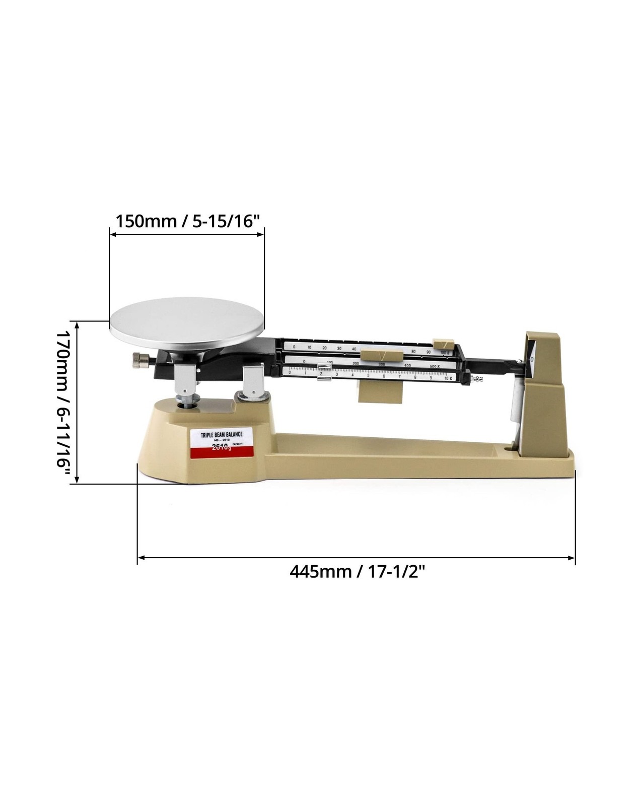 QWORK Triple Beam Mechanical Balance, 2610g/0.1g Lab Analytical Weight Set, T…