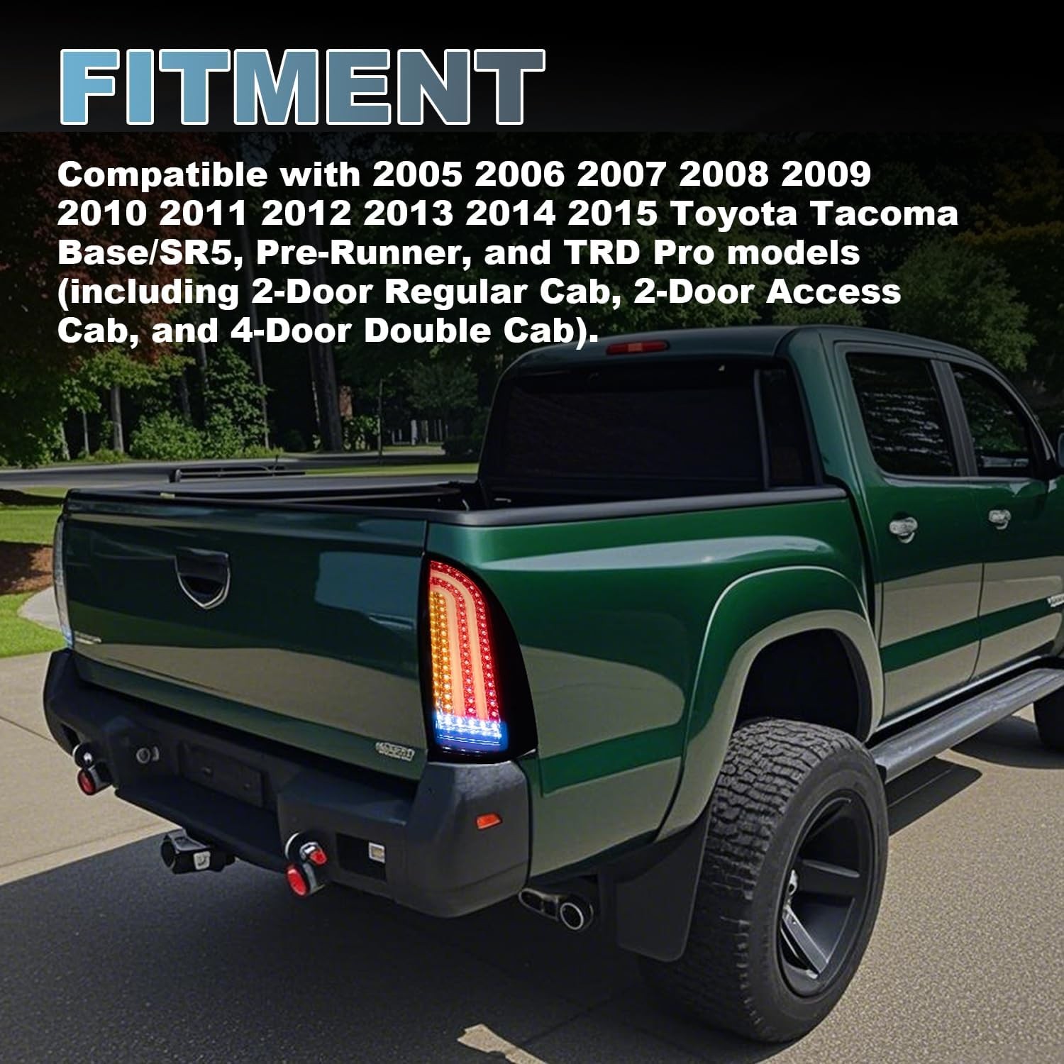 LED Tail Light Compatible with 2005-2015 Toyota Tacoma Taillight Assembly Lamp R