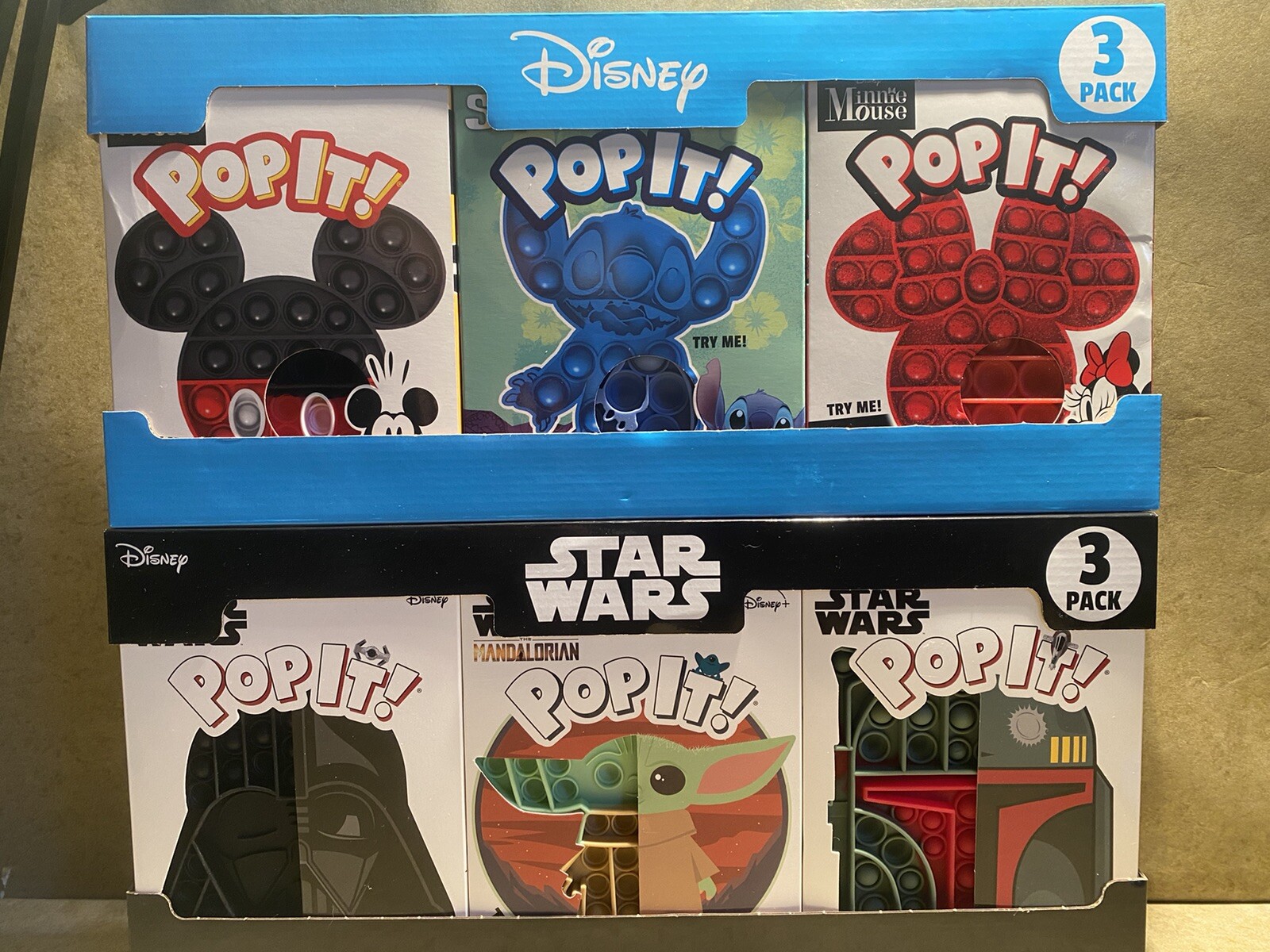 Disney Pop It! 3 Pack Your Choice of Mickey or Star Wars Variety 3 Pack