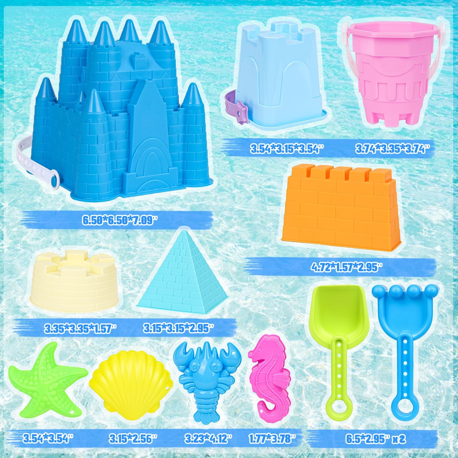 FUSPWEAO Beach Toys Sand for Kids, Castle Medium, Colorful