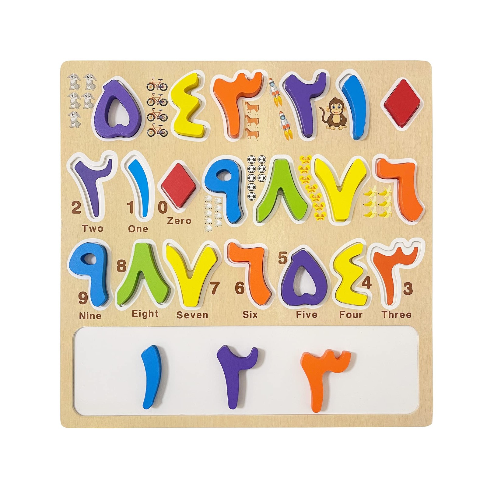 Arabic Alphabet Numbers Wooden Puzzles for Toddlers, Learn Arabic Alphabet Words