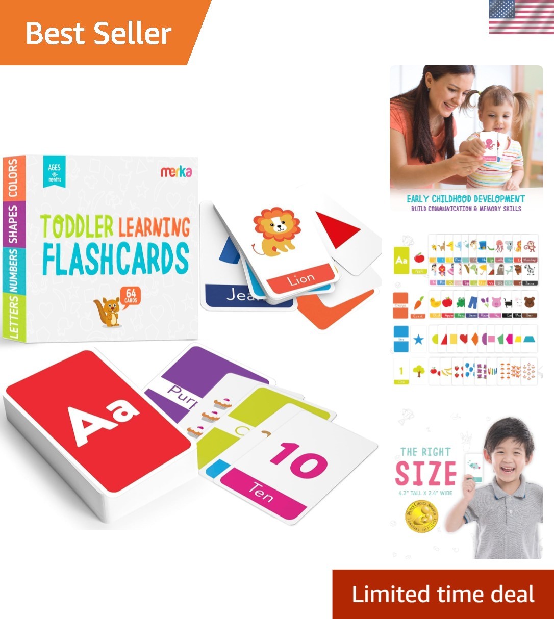 Vibrant 64-Piece Toddler Flash Cards – A Fun Journey through Alphabet & Numbers