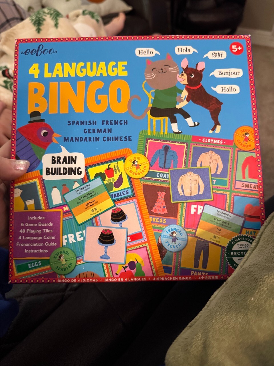 eeBoo 4 Language Bingo Game/Spanish, French, German, Mandarin Chinese/ ages 3+