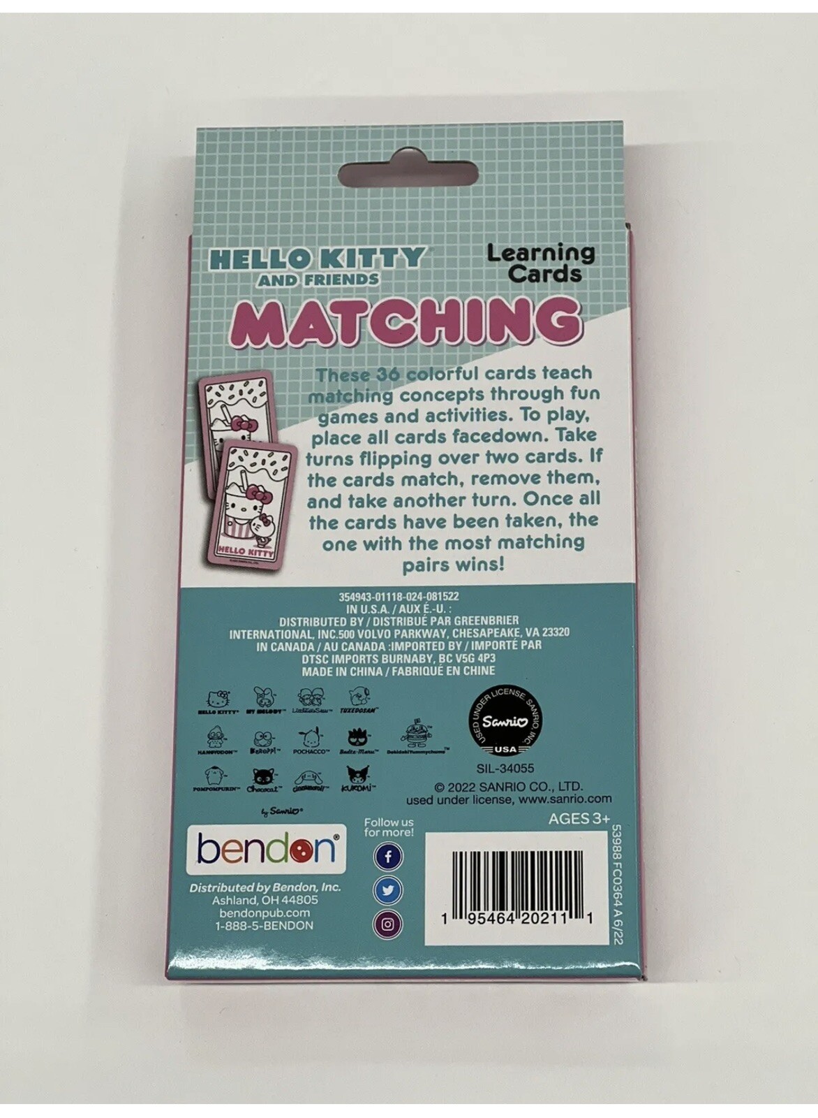 Hello Kitty and Friends – Matching Learning 36 Flash Cards