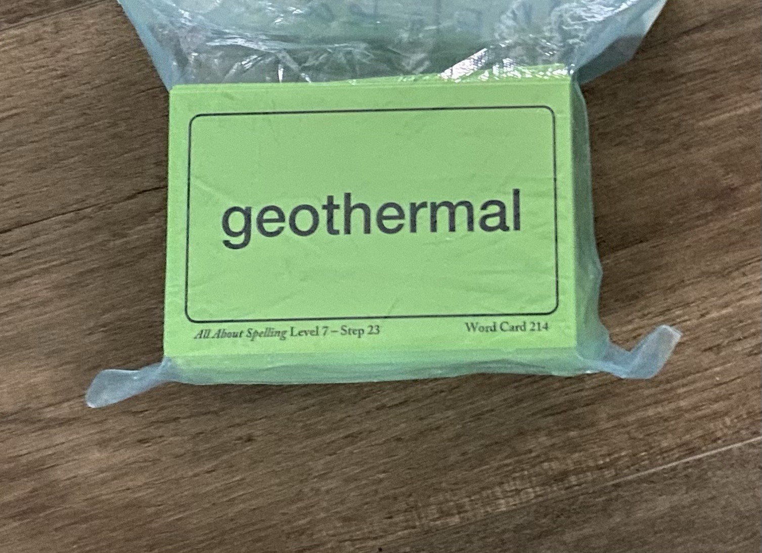 All About Spelling Level 7 Step 23 Word Card 214 Geothermal, Green