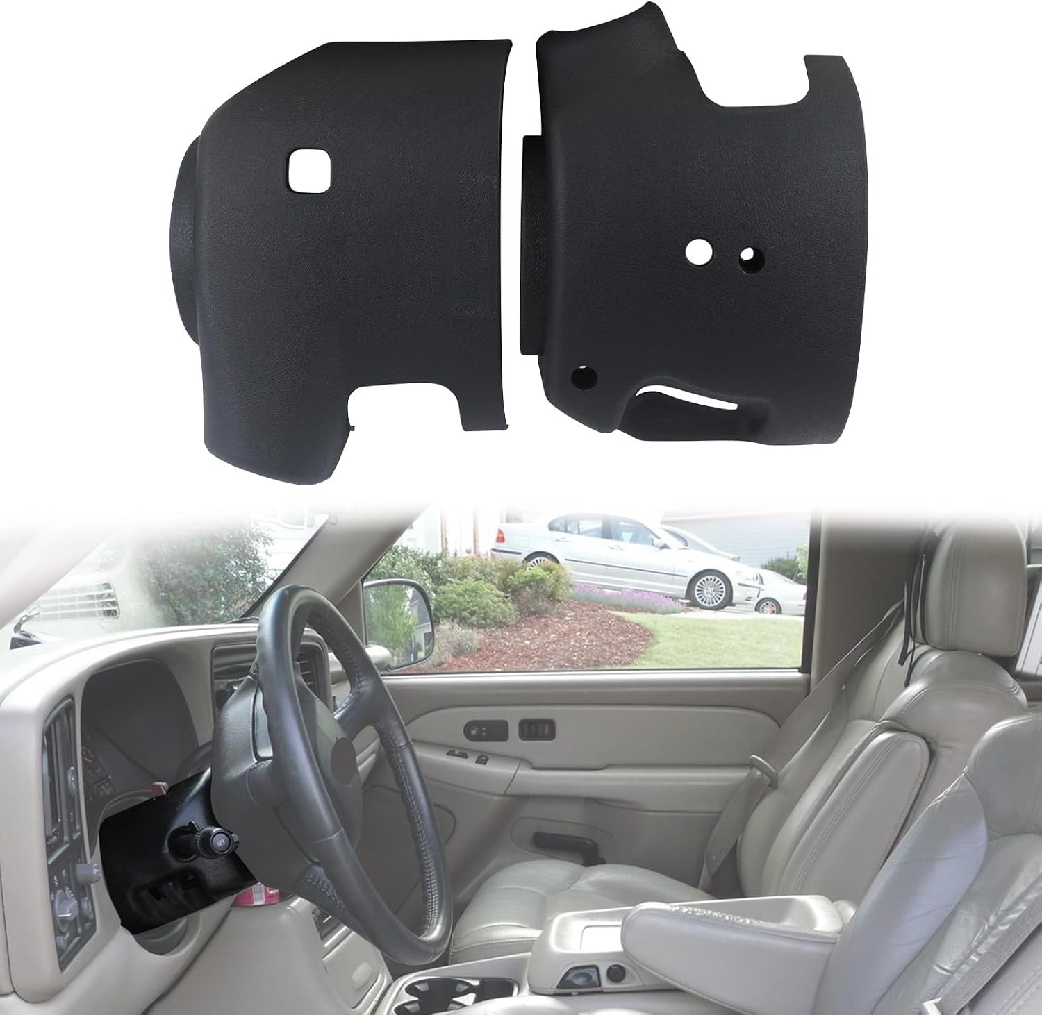 Upper & Lower Steering Column Trim Cover Kit Compatible with 2001-2002 Chevy