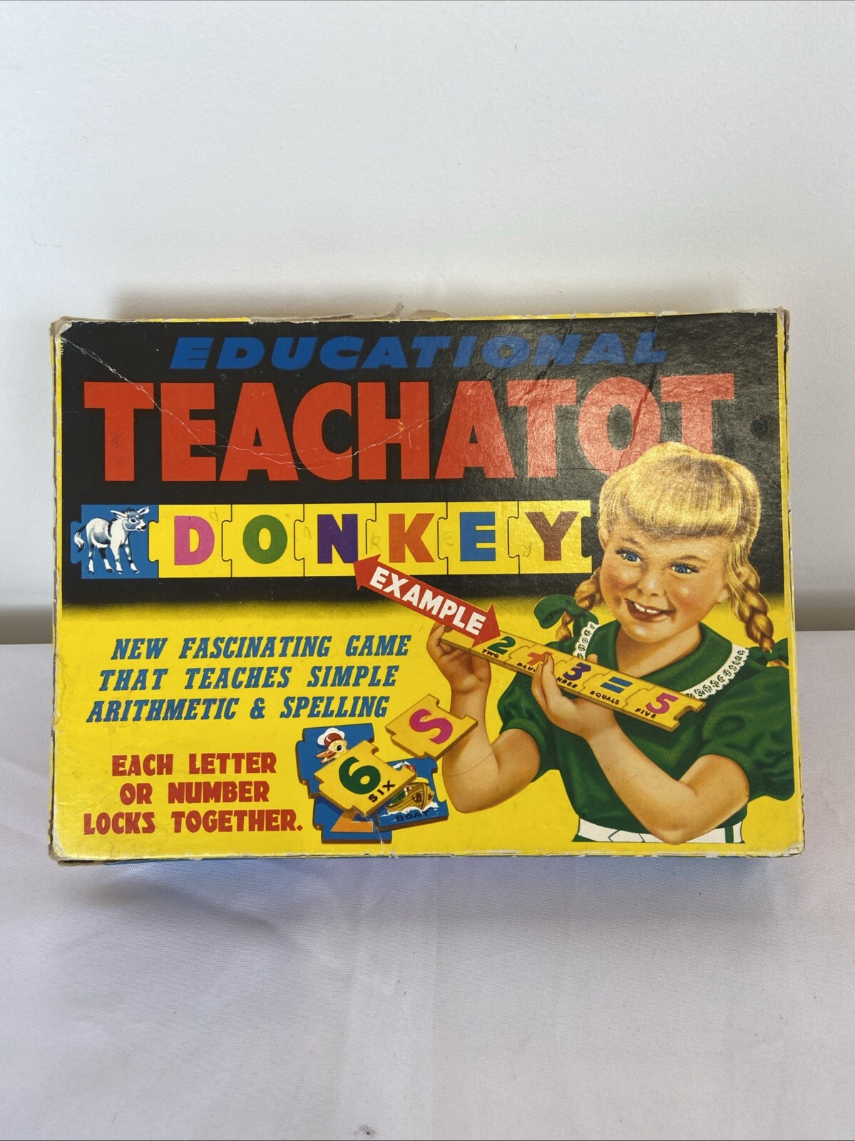 Vintage 1964 Educational Teachatot letters picture & Numbers locking game