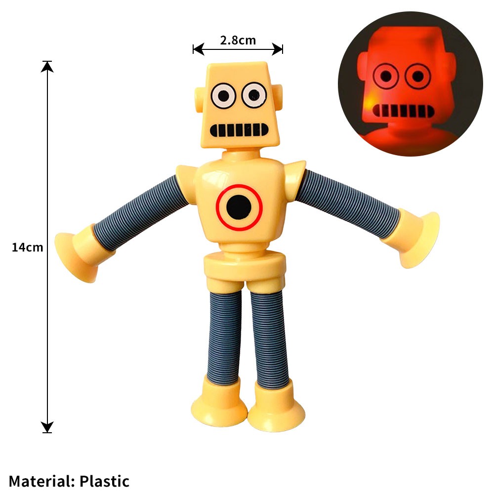 LED Telescopic Suction Cup Robots Toy Stress Relief Light Up Robot Toy ET
