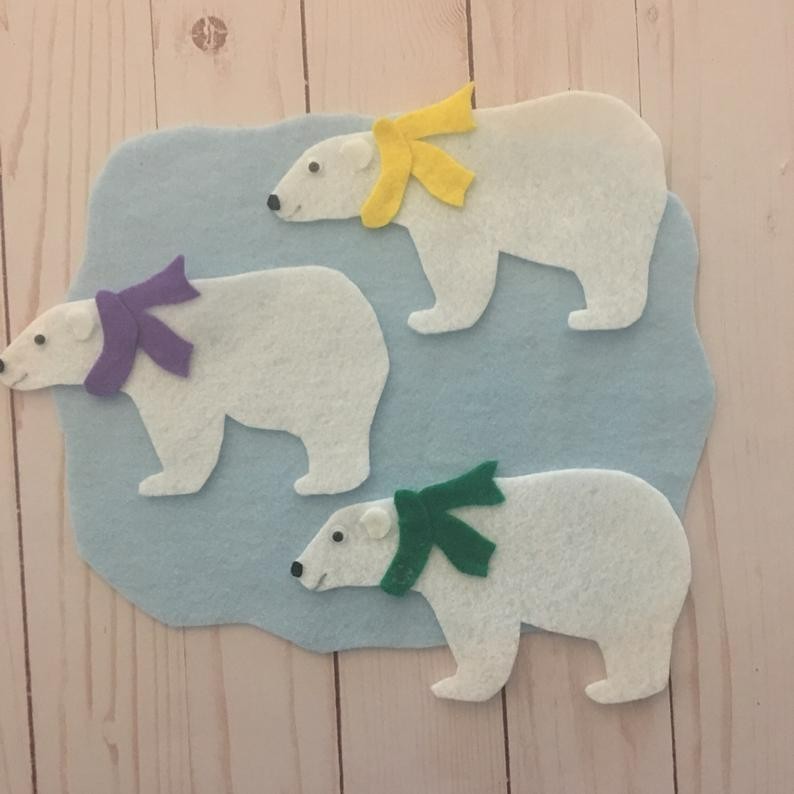 5 Little Polar Bears Felt Pieces for Felt/Flannel Board Play
